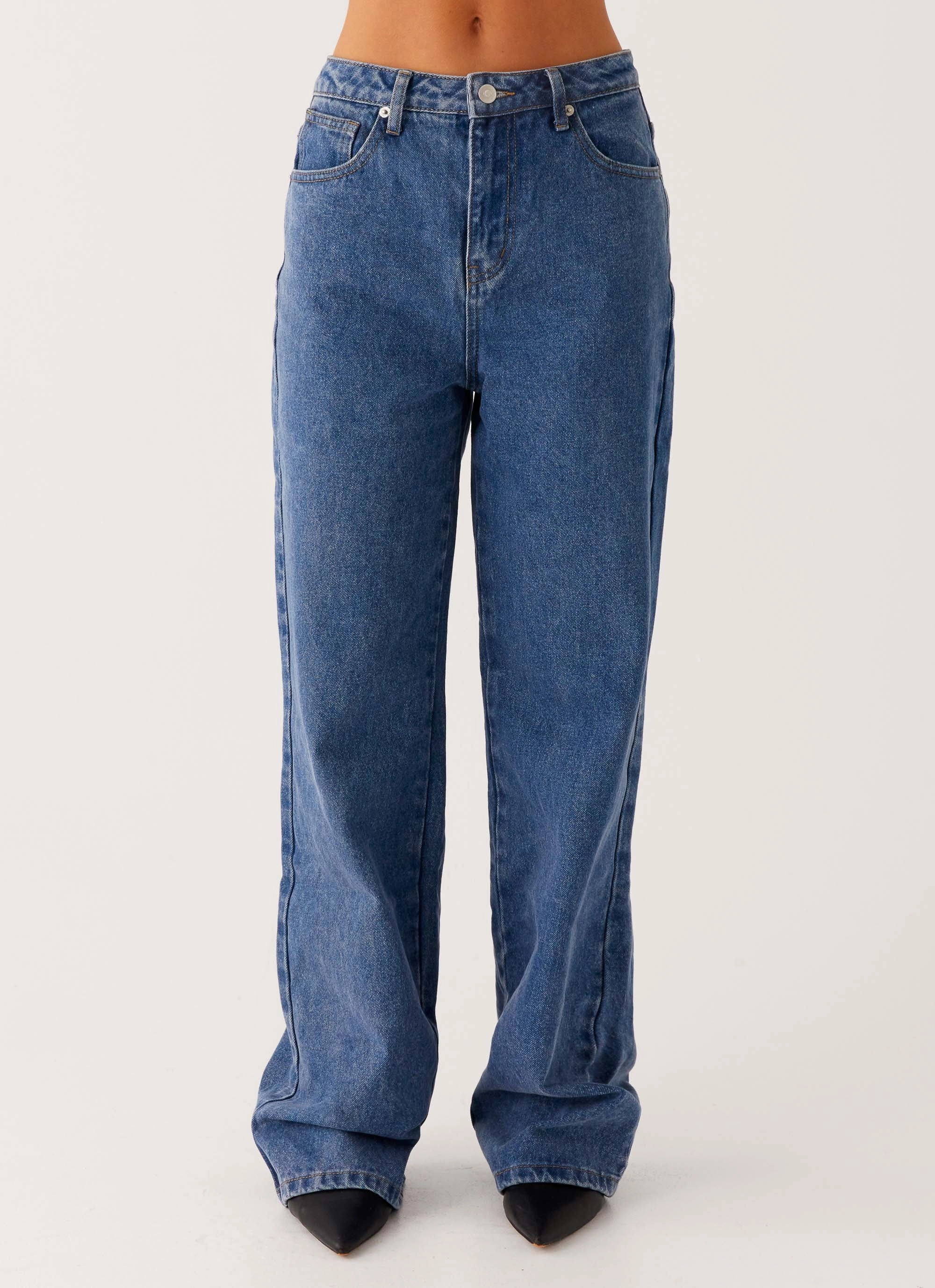 Performance Layer Printed design Back Again Straight Leg Denim Jeans - True Blue