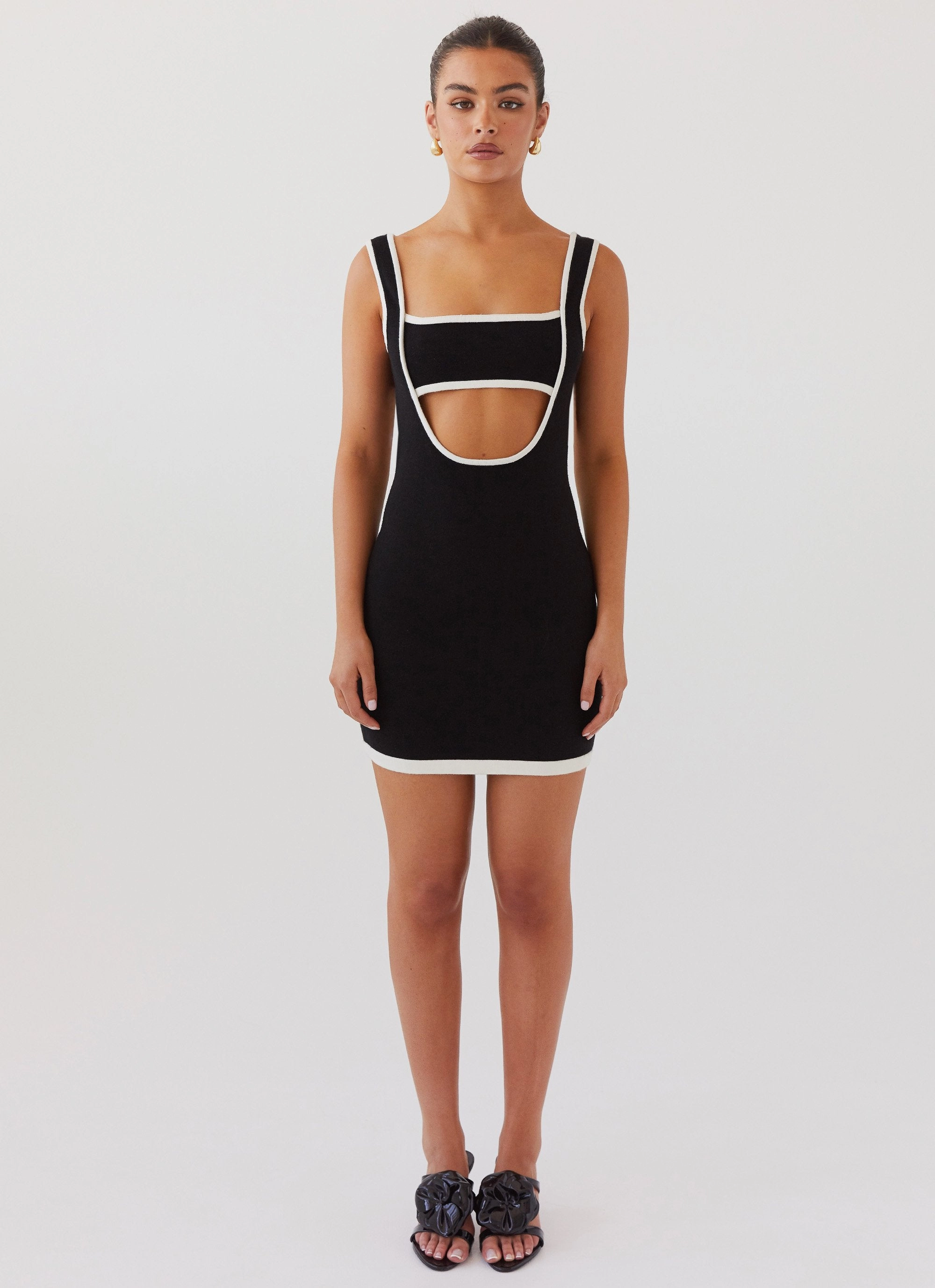 Sophisticated Waist Lost In Paris Knit Mini Dress - Black
