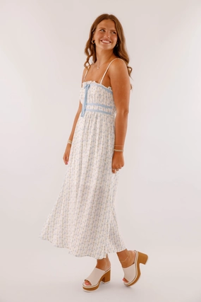 Back To Reality Midi Dress-Blue Lawn Soft
