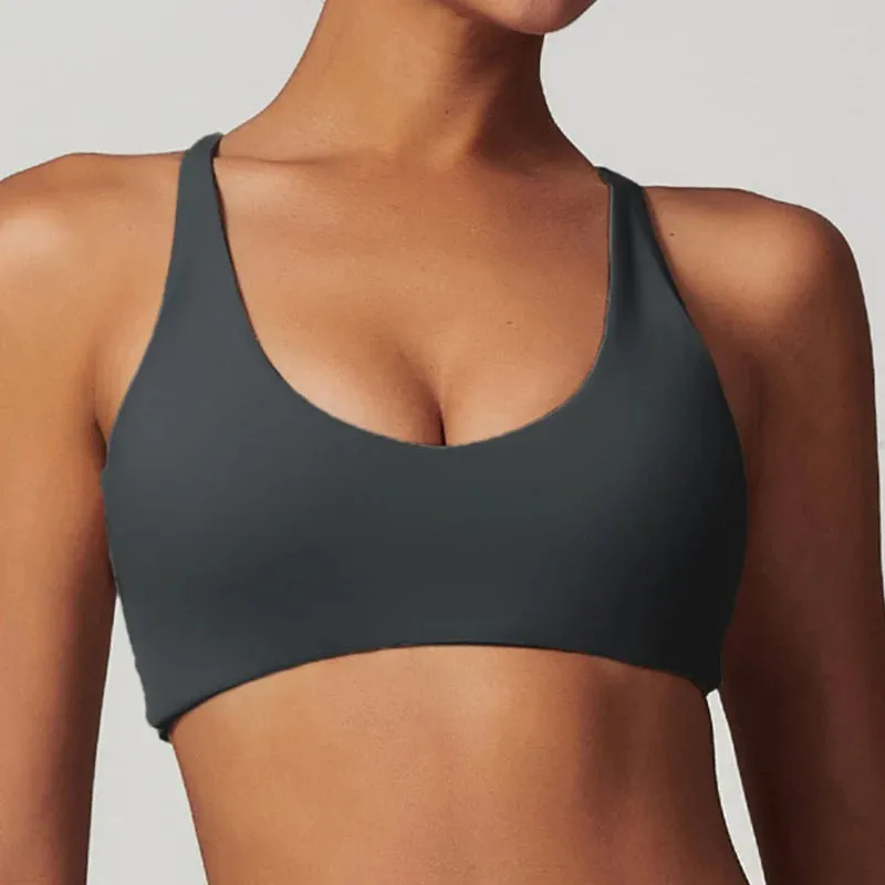 Backless Seamless Yoga Bra for Women | Shockproof Sports Top & Push-Up Fitness Bra for Gym, Running & Workout