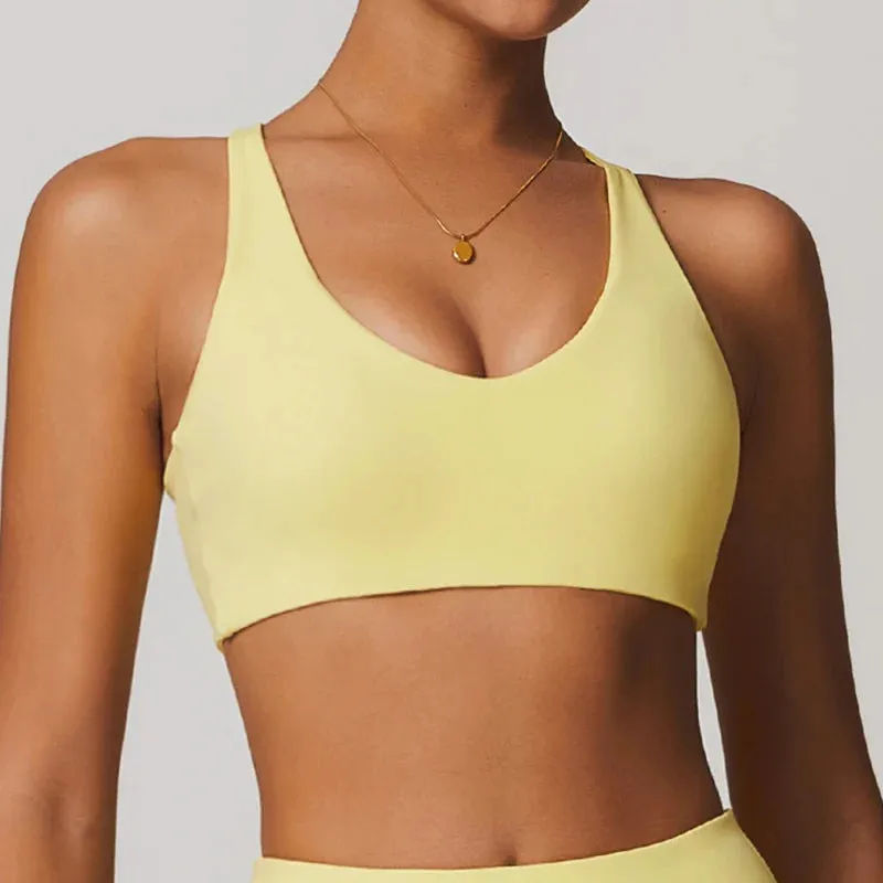 Backless Seamless Yoga Bra for Women | Shockproof Sports Top & Push-Up Fitness Bra for Gym, Running & Workout