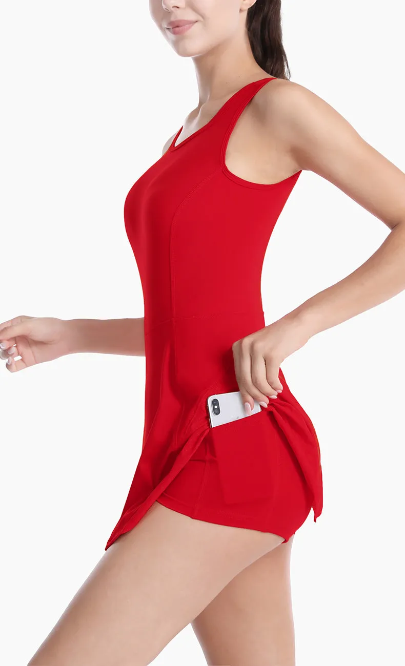 Backless Tennis Dress with Built-In Shorts