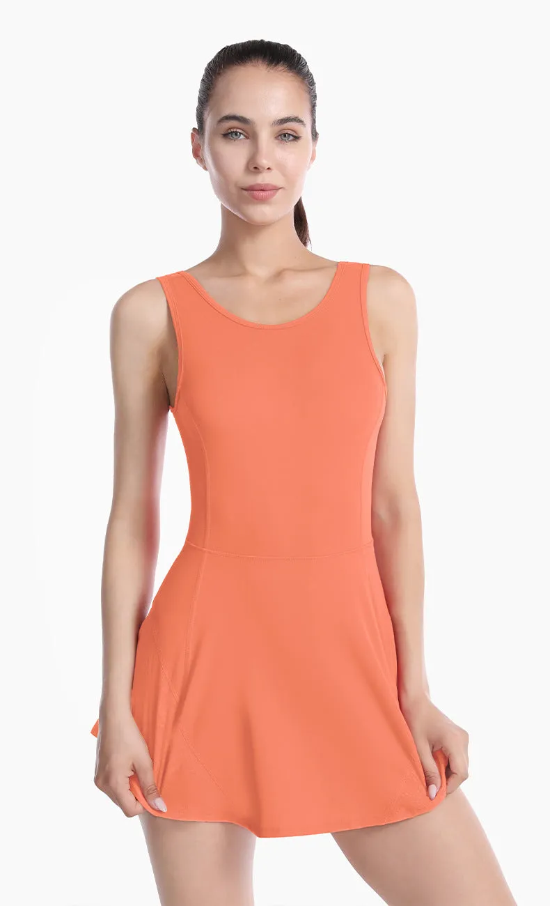 Backless Tennis Dress with Built-In Shorts