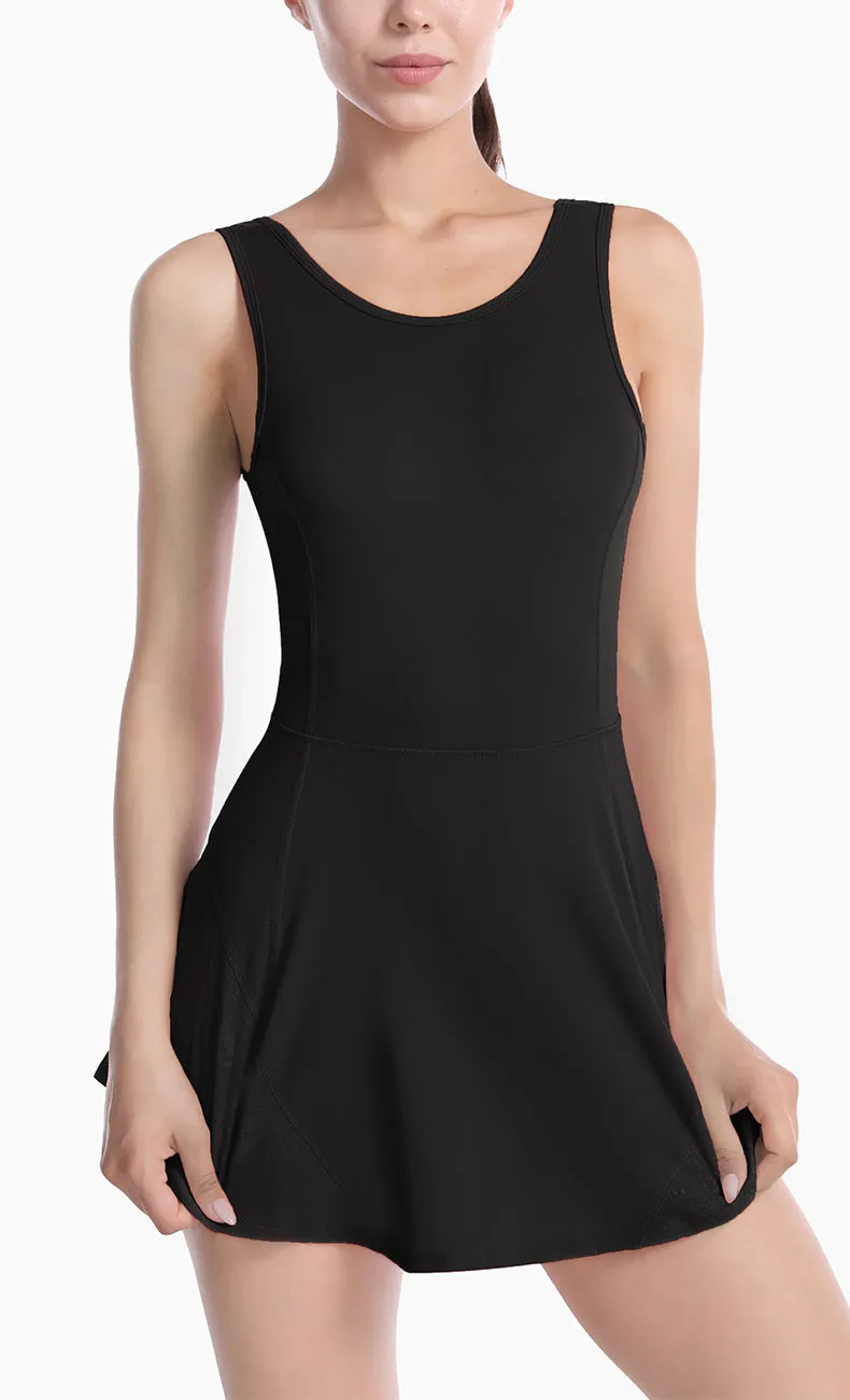 Backless Tennis Dress with Built-In Shorts