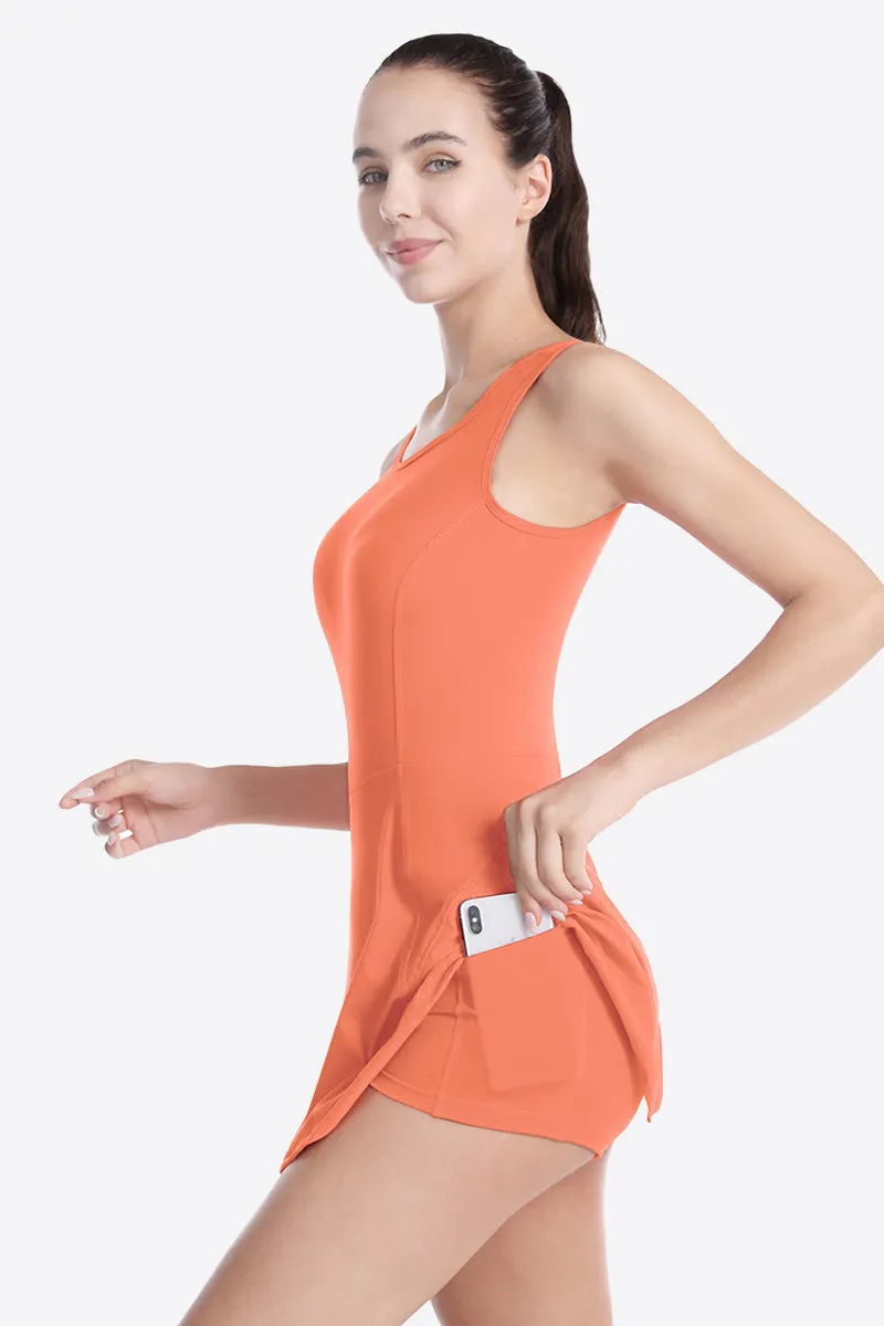 Backless Tennis Dress with Built-In Shorts