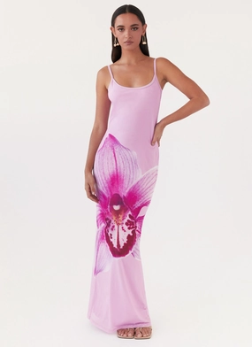 Easy Flow Bad News Mesh Maxi Dress - Pink Magnolia