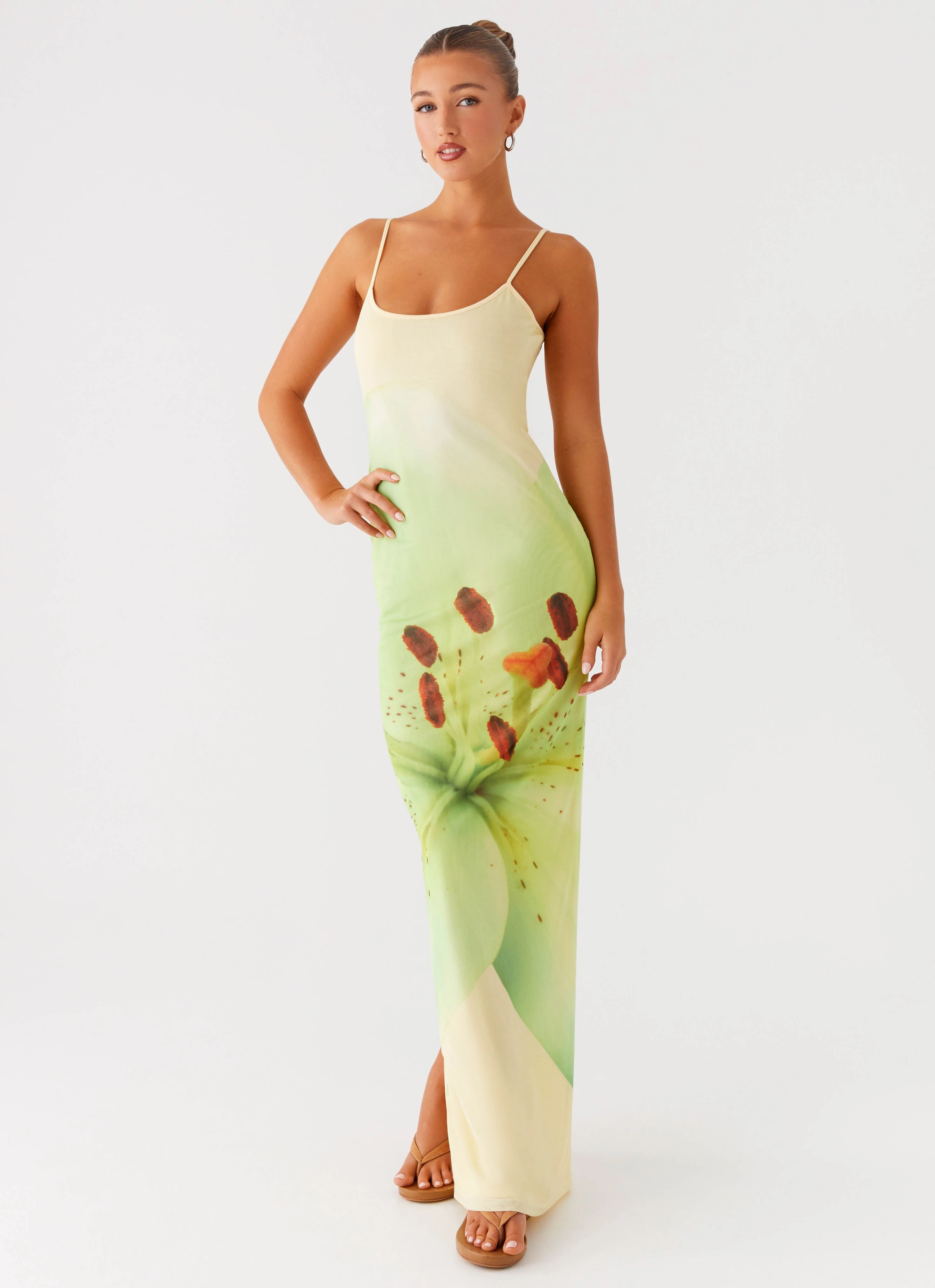 Bad News Mesh Maxi Dress - Yellow Lily Smart Pairing Flexible Cut