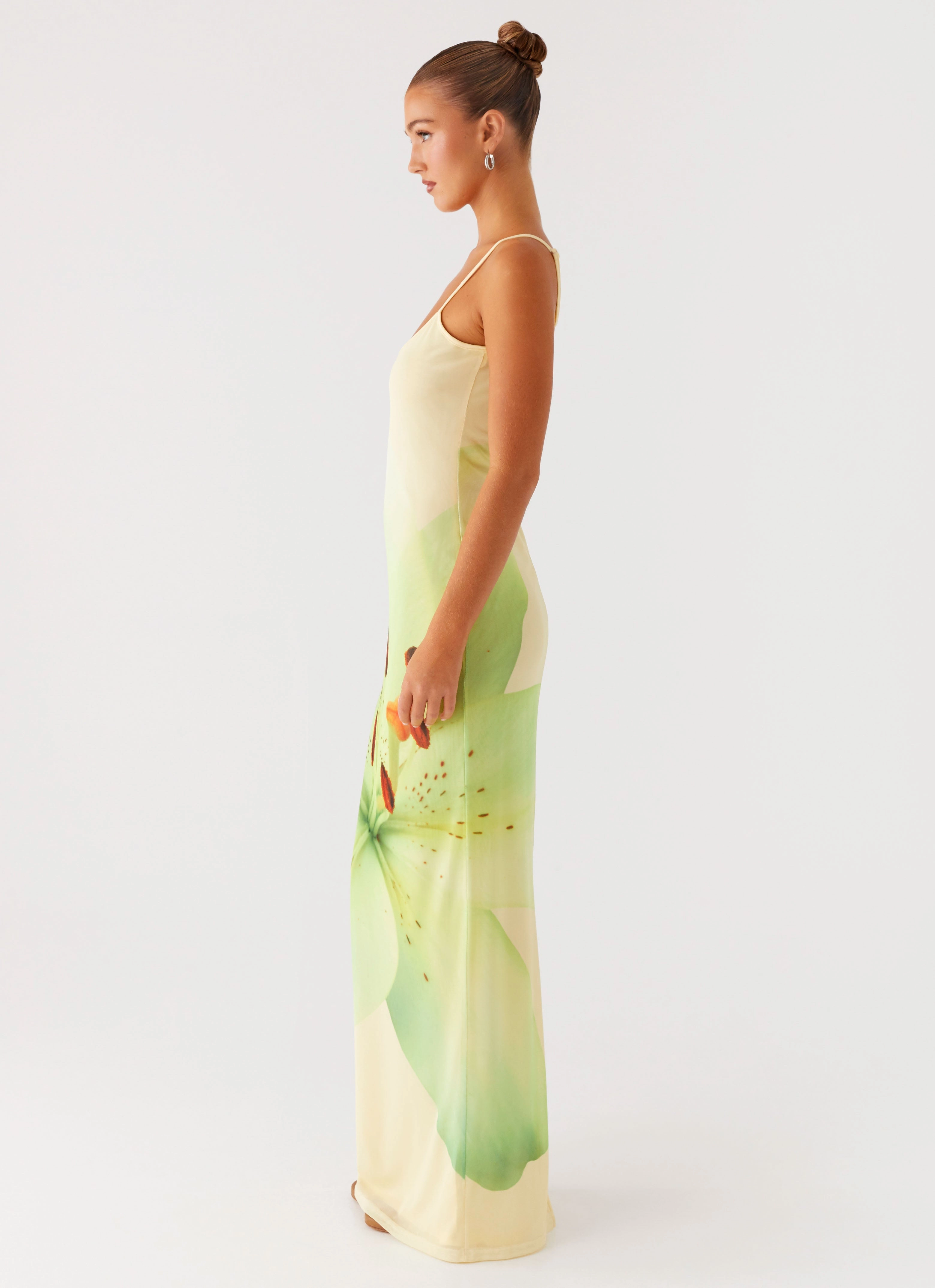 Calm Movement Cool Texture Bad News Mesh Maxi Dress - Yellow Lily