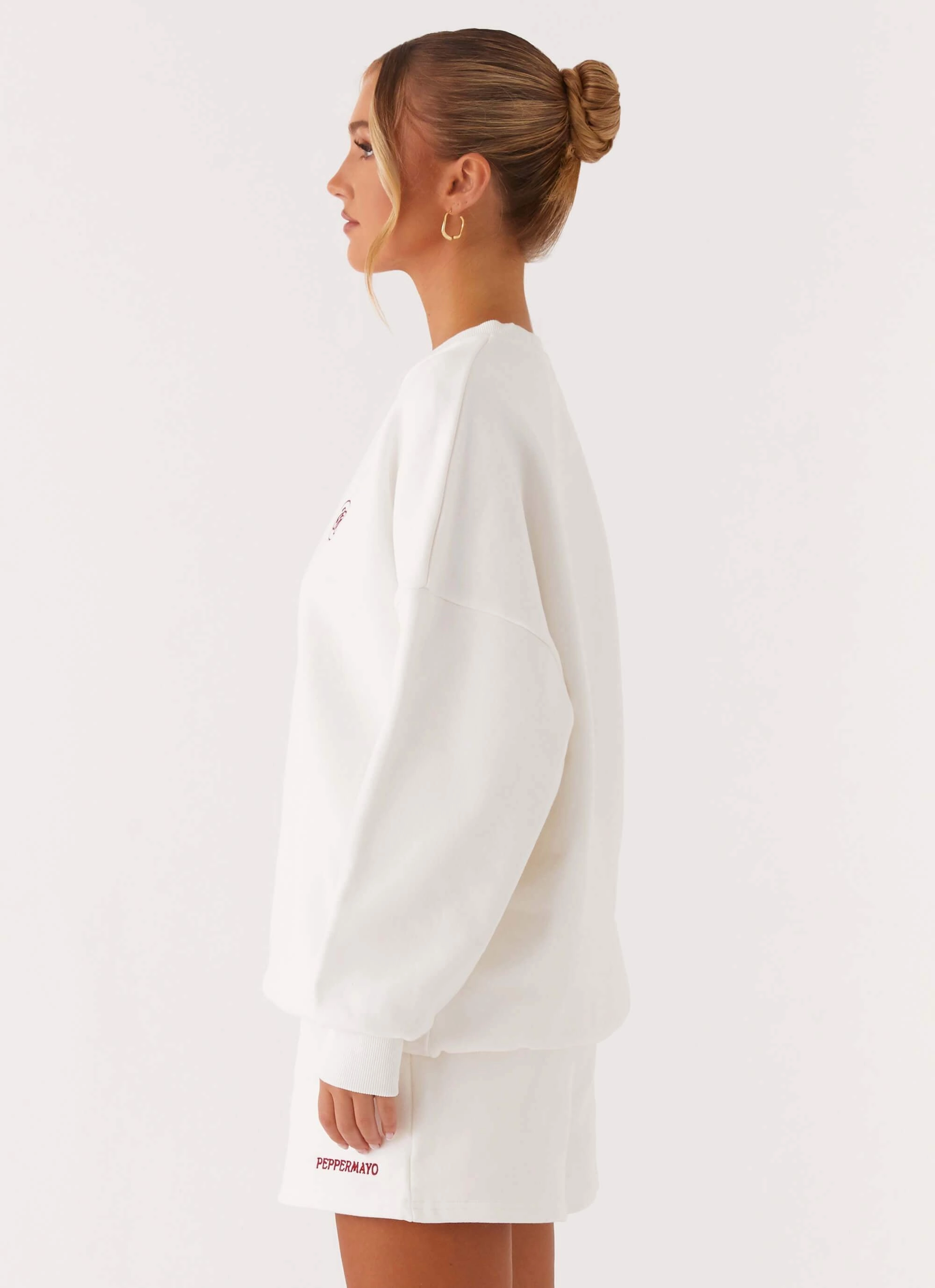 Airy Cloth Stripe Look Signature Oversized Sweatshirt - Ivory