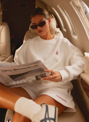 Signature Oversized Sweatshirt - Ivory Glow In Dark Trims Travel Light Fit