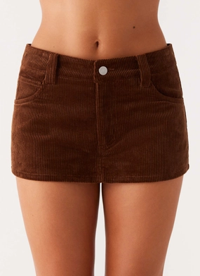 Tropics Low Rise Cord Mini Skort - Walnut Perfect Layer Quick Release Closure