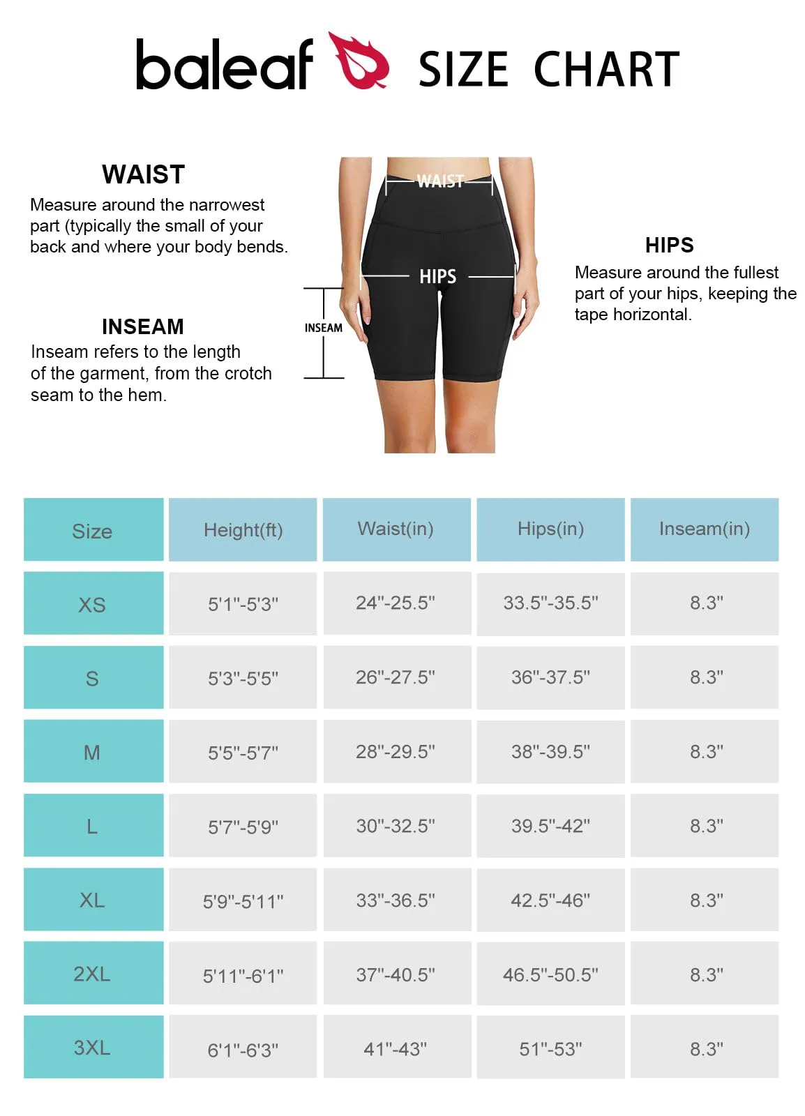 BALEAF Biker Shorts Women Yoga Gym Workout Spandex Running Volleyball Tummy Control Compression Shorts with Pockets 8" Black M