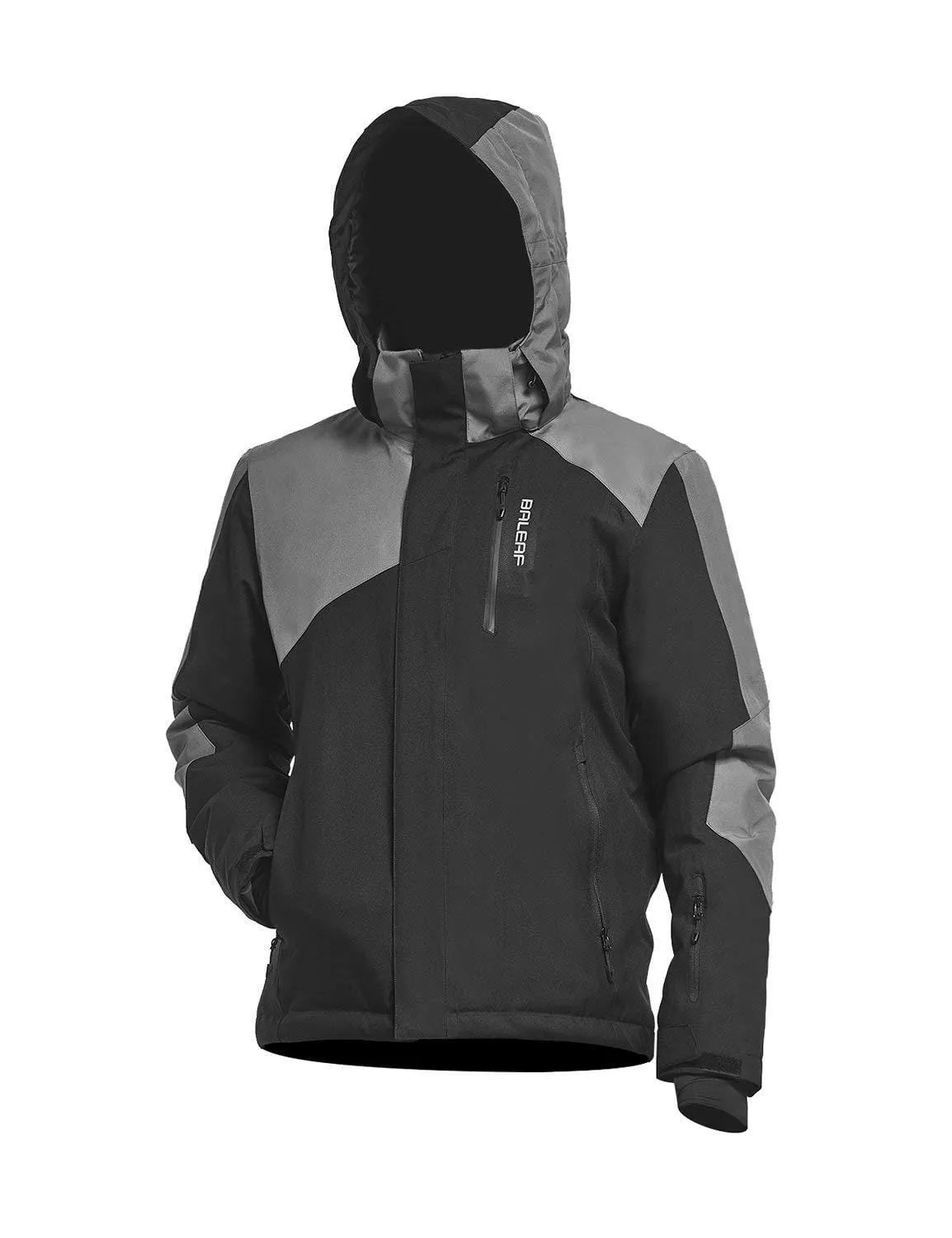 BALEAF Men's Waterproof Ski Jacket Mountain Windproof Winter Snow Coat Rain Jacket Black/Gray M