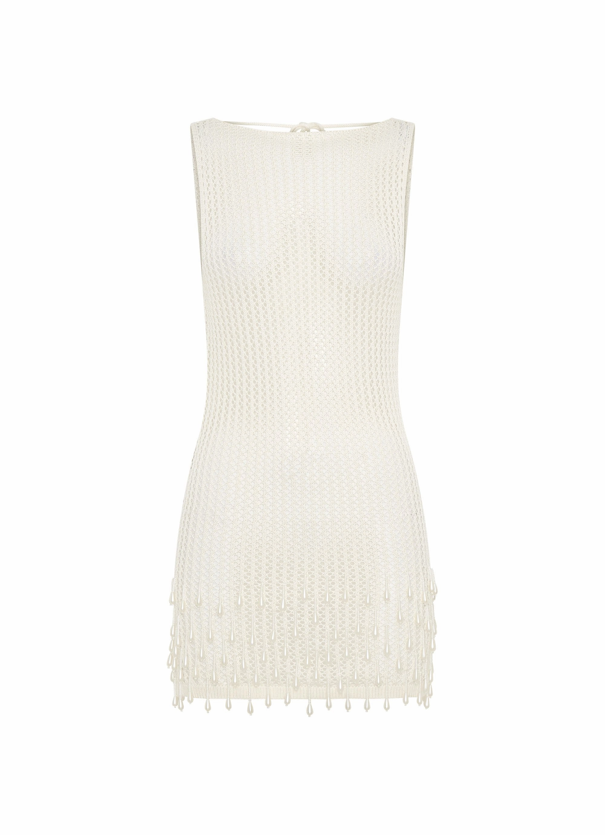 Classic Move Miracle Beaded Crochet Mini Dress - Ivory