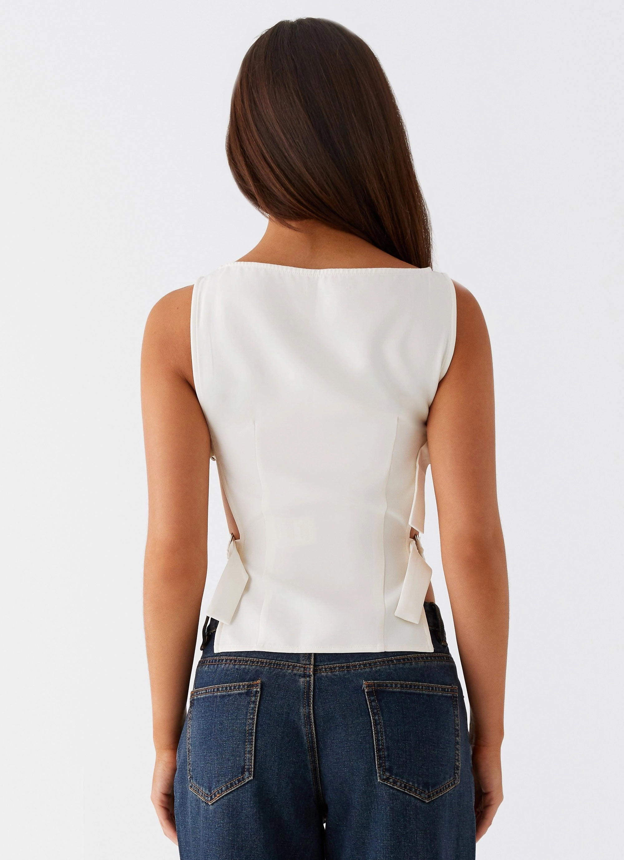 Cherish You Buckle Top - White Fray Resistant Edges NonFadeFinish