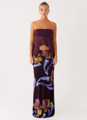 Barbados Maxi Skirt - Dark Floral Simple Cut