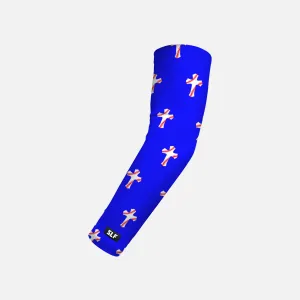 Baseball Cross Pattern Royal Blue Kids Arm Sleeve