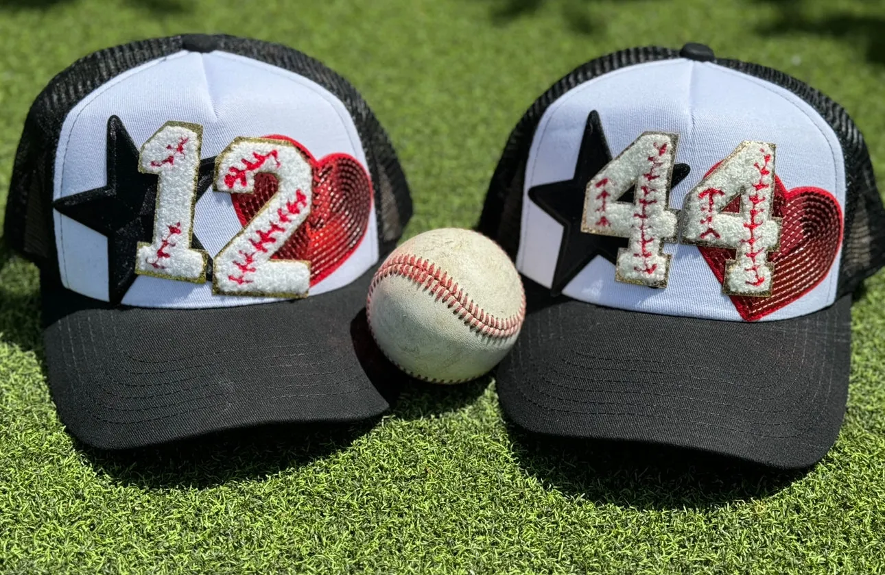 Baseball Number Patch Trucker Hats (CUSTOM)