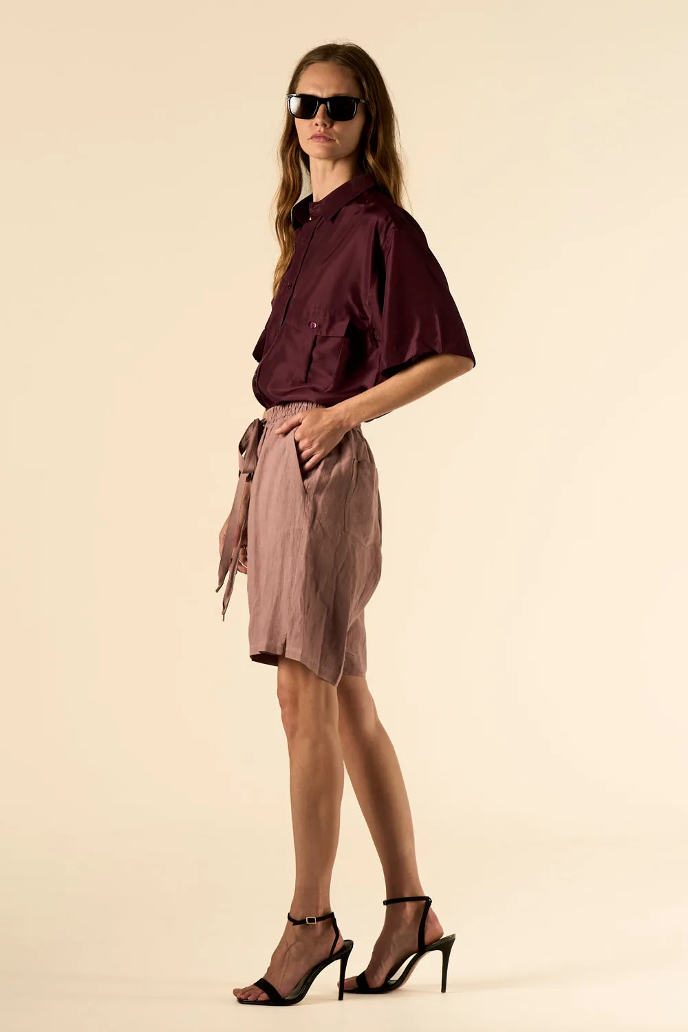 Basketball Linen Short Mink Woman