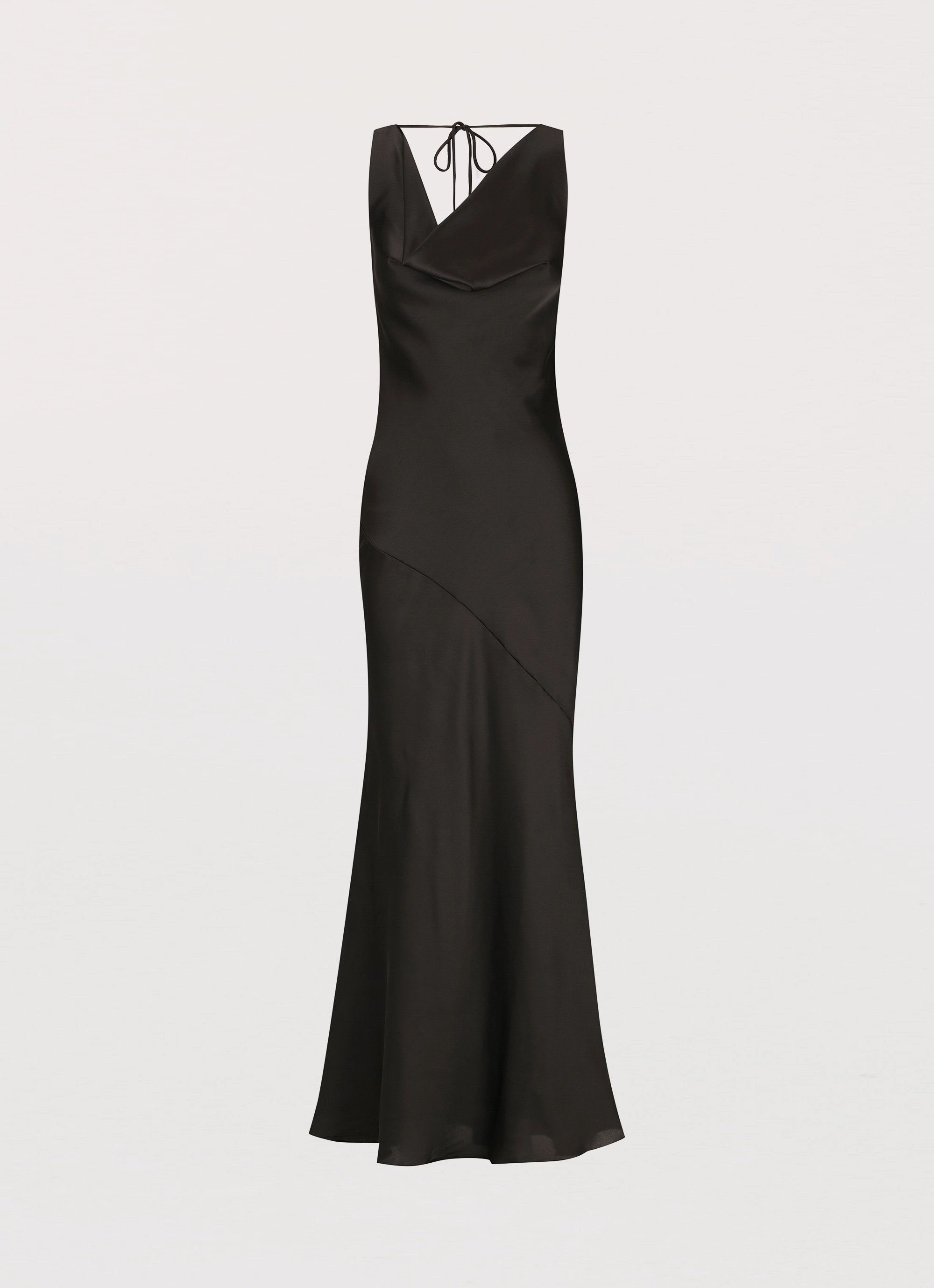 Comfortable fit dress for all body types Be Mine Satin Maxi Dress - Black