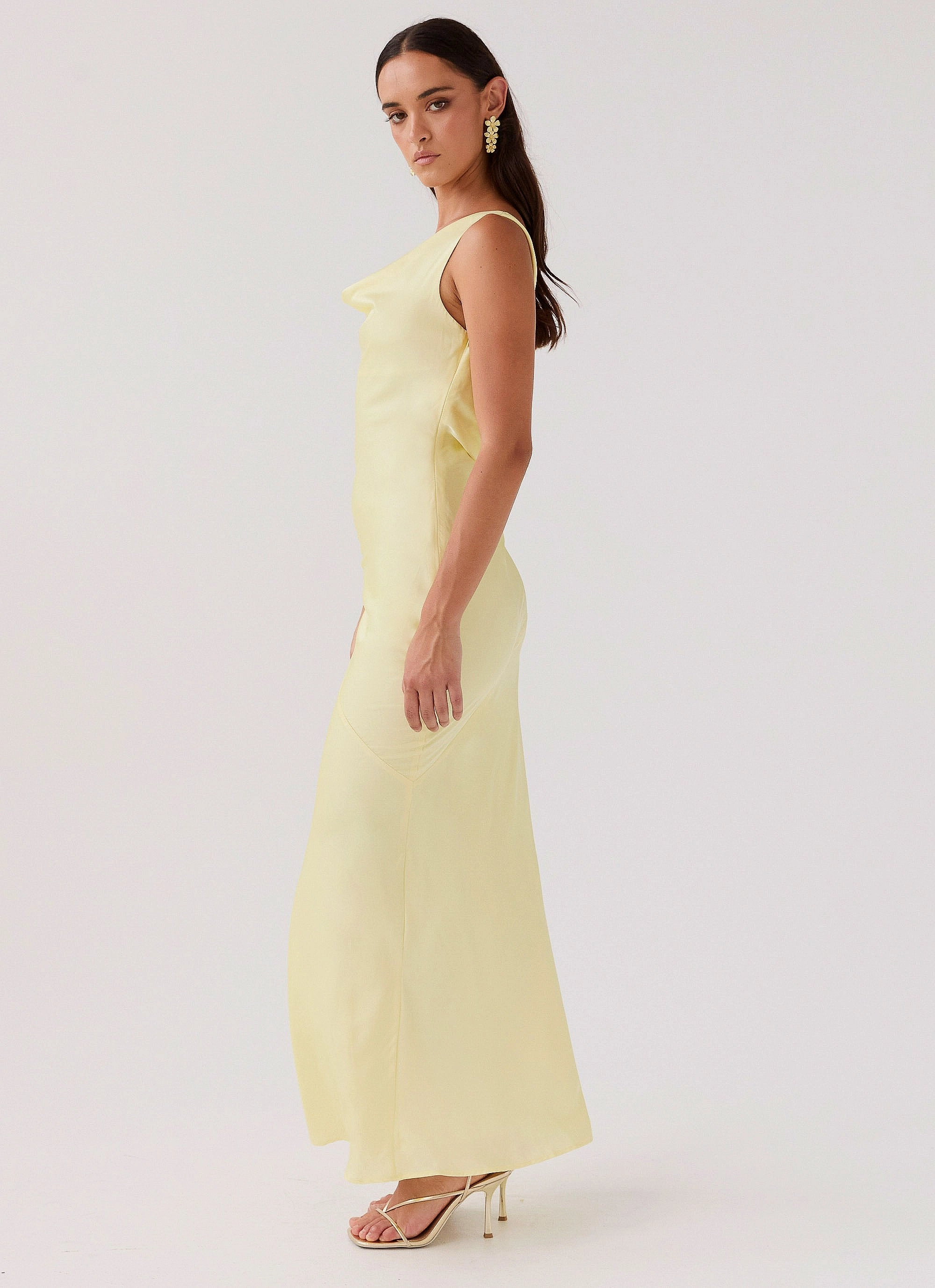 Be Mine Satin Maxi Dress - Canary Light And Airy