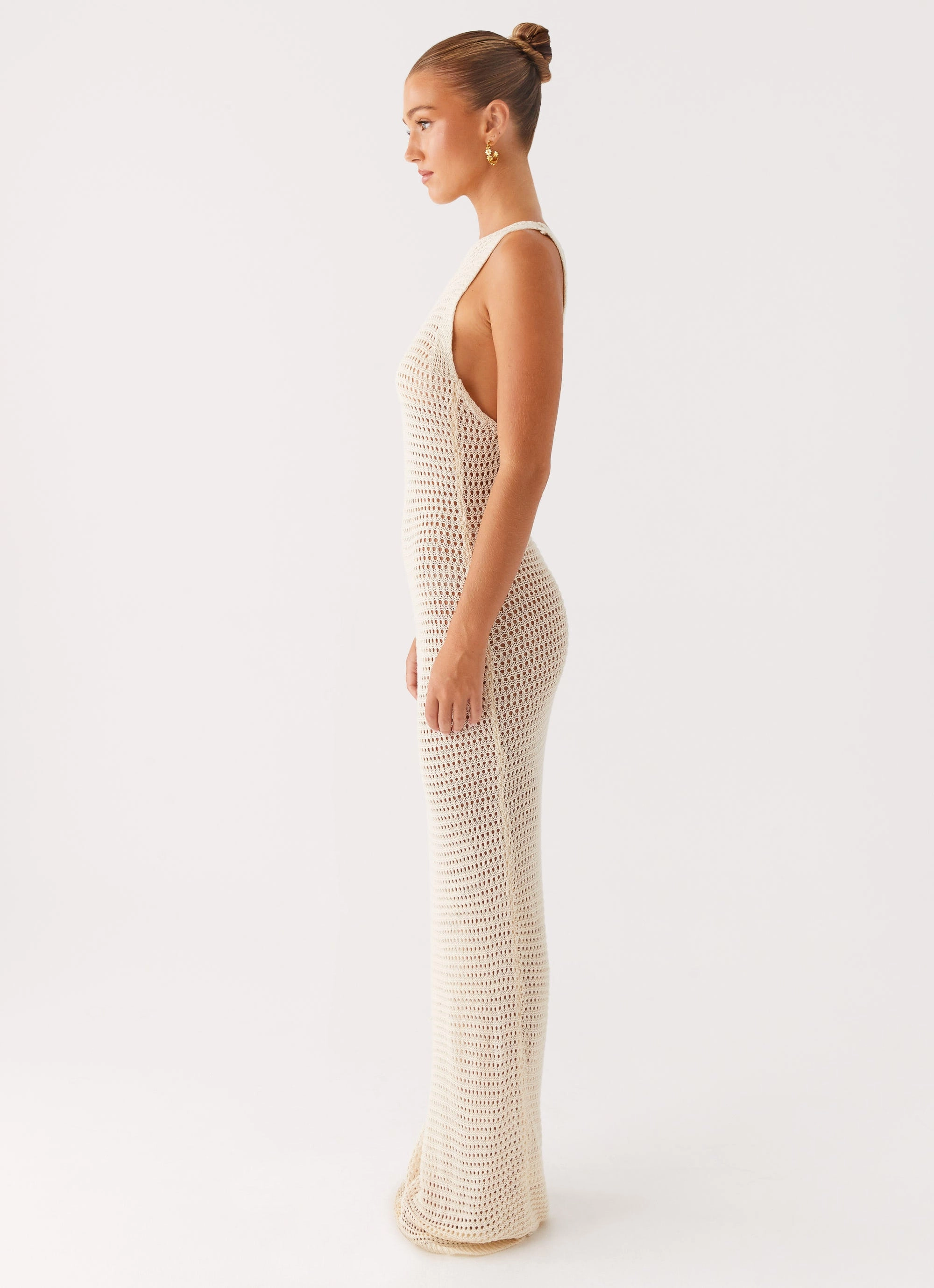 EcoFriendlyDye Beach House Crochet Maxi Dress - White