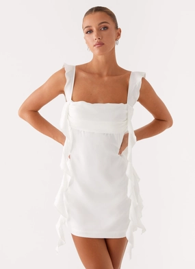 Draped Silhouette Beckham Mini Dress - White
