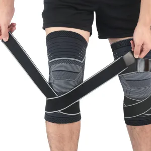 Beister 1 Pair Knee Compression Sleeves with Adjustable Straps for Men & Women, Professional Knee Support Brace for Meniscus Tear, Arthritis, Sports Joint Pain Relief, Running, Basketball Style 2-Black Large (2 Count)