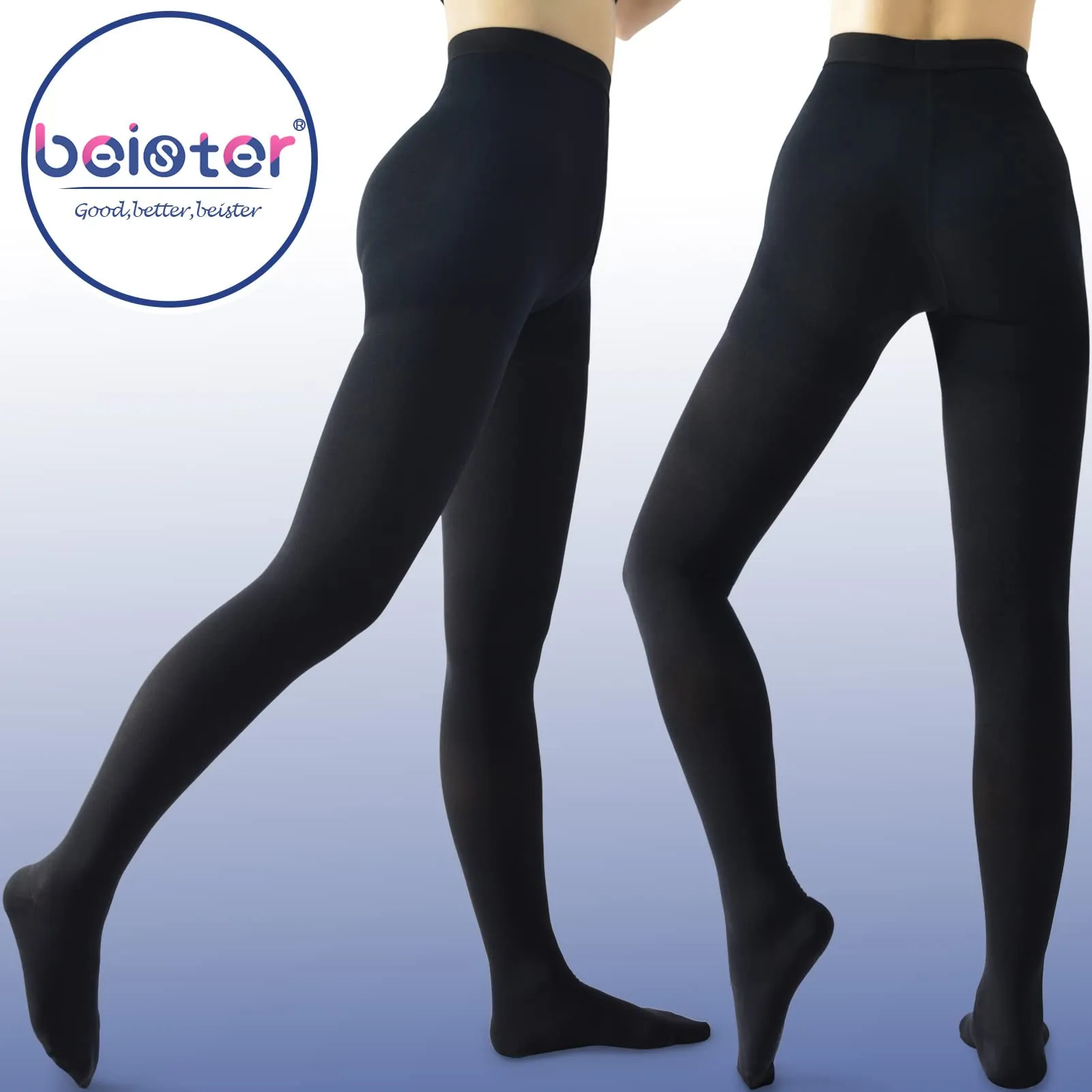 Beister Medical Compression Pantyhose for Women & Men, Opaque Closed Toe 20-30mmHg Graduated Support Tights Black XX-Large