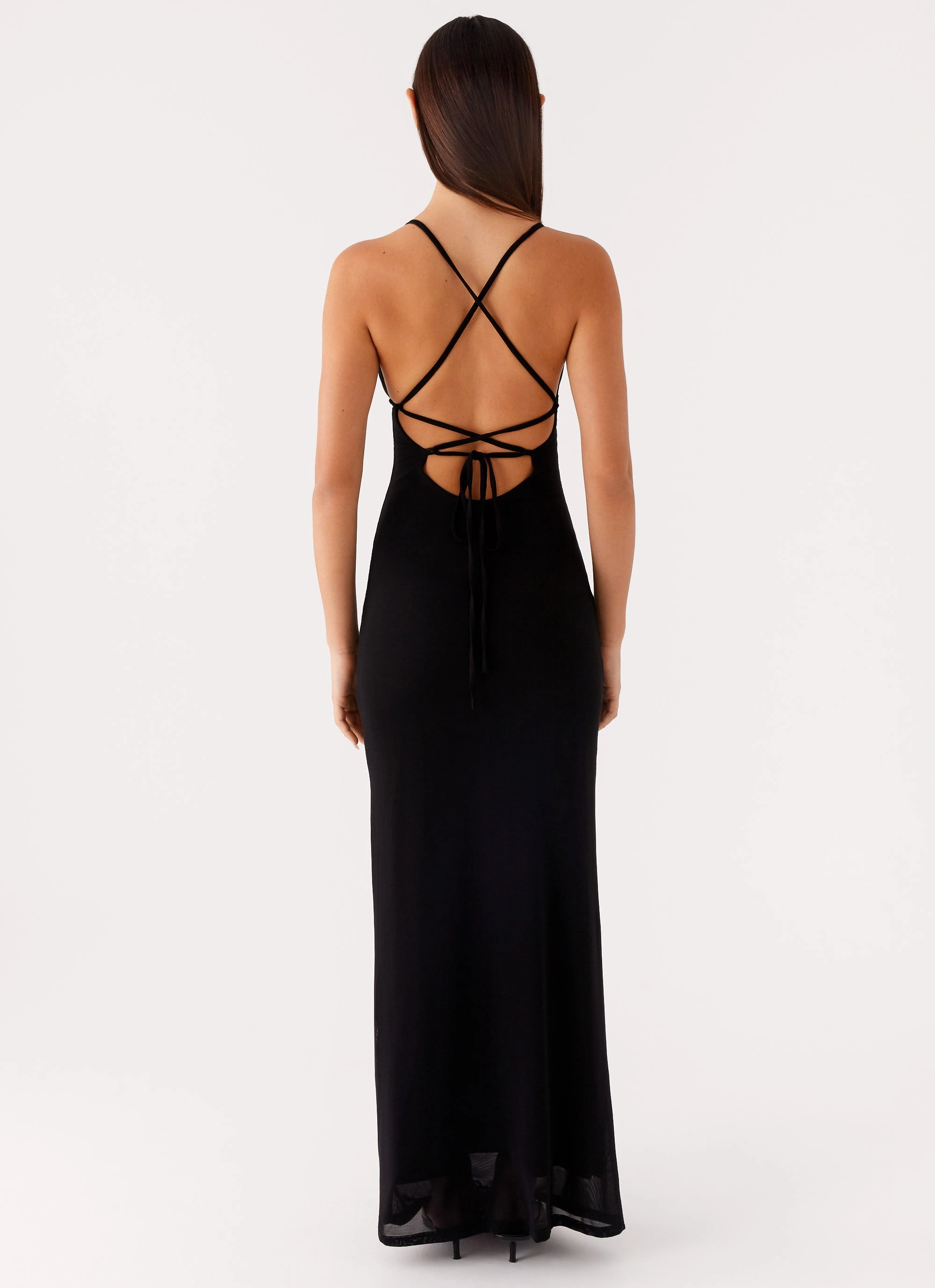 Beki Beaded Mesh Maxi Dress - Black Chic Look