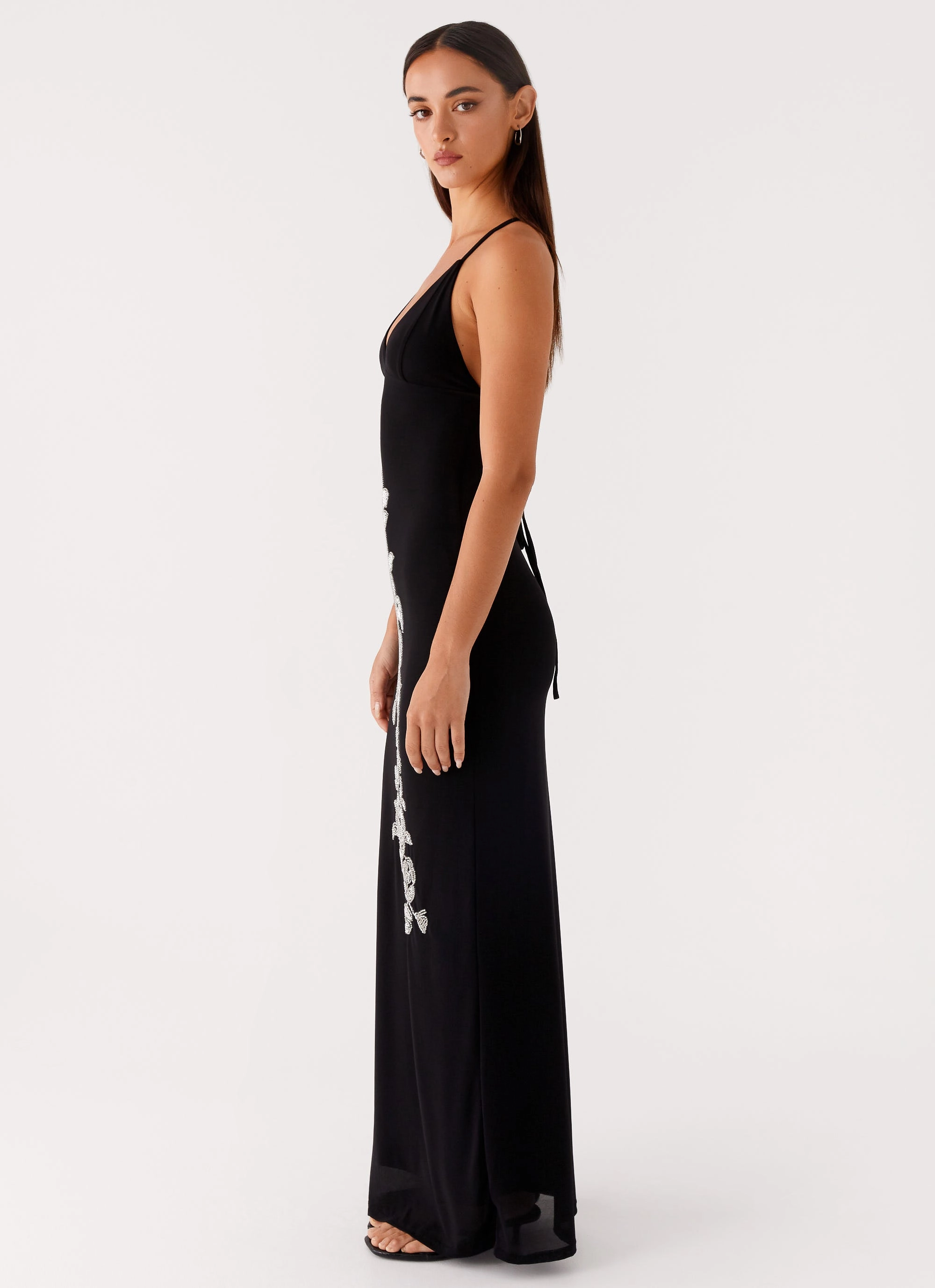 Beki Beaded Mesh Maxi Dress - Black Wardrobe-Staple