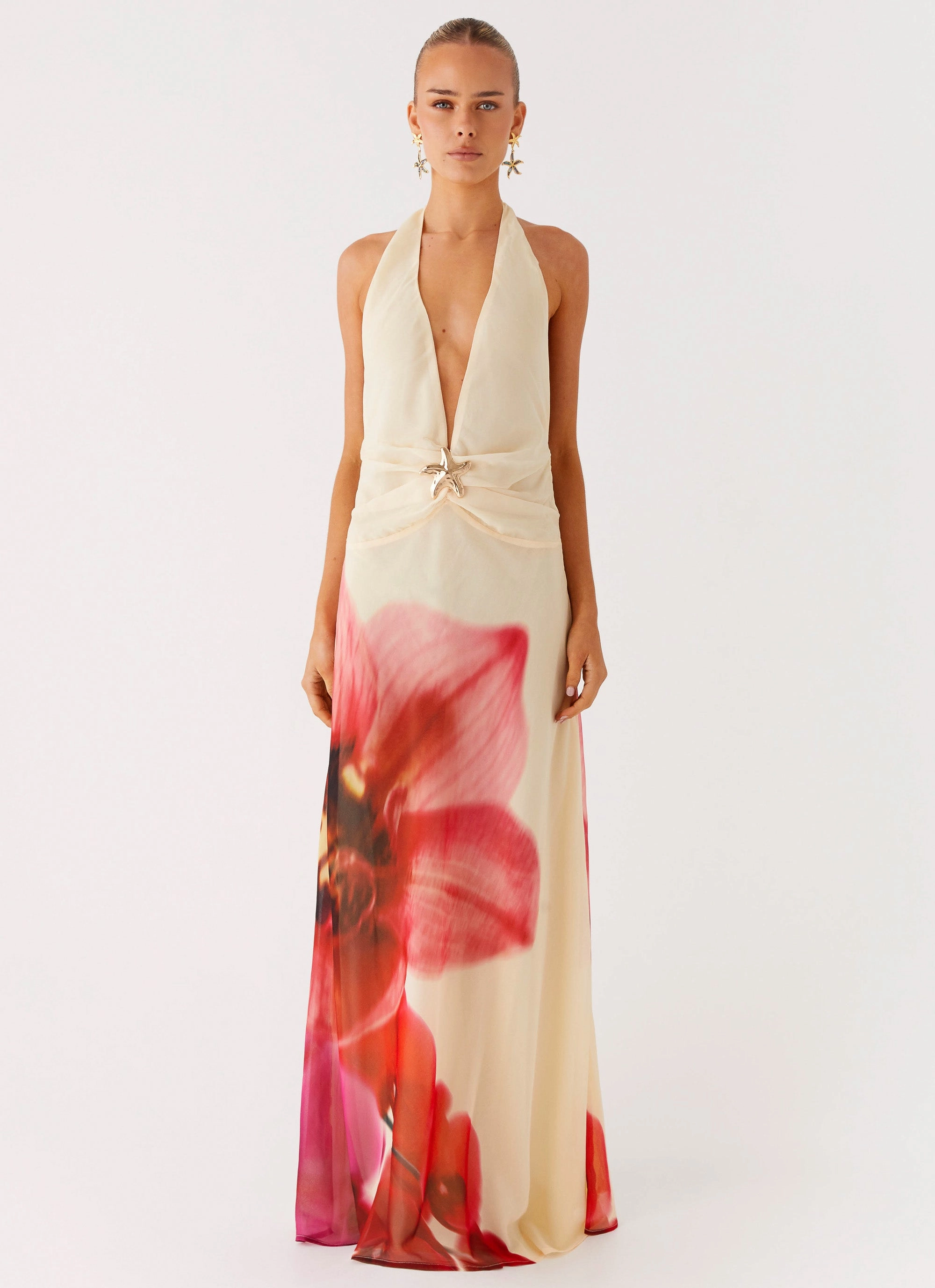 Belivia Maxi Dress - Yellow Bloom Sleek Touch Gloss Finish