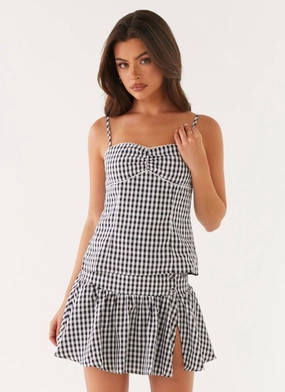 Bellamy Mini Skirt - Black Gingham Odor control Core Cut