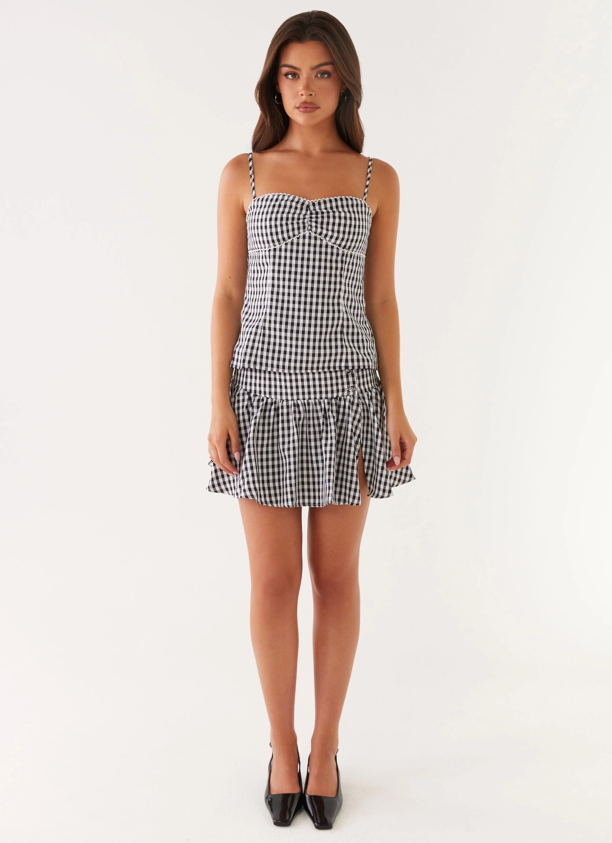 Basic Style Daily Style Bellamy Mini Skirt - Black Gingham