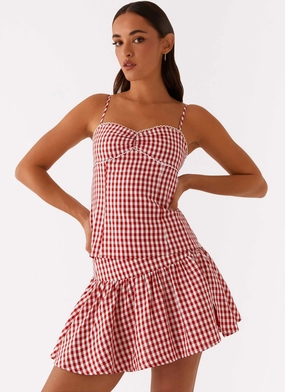Bellamy Mini Skirt - Red Gingham Lightweight Design
