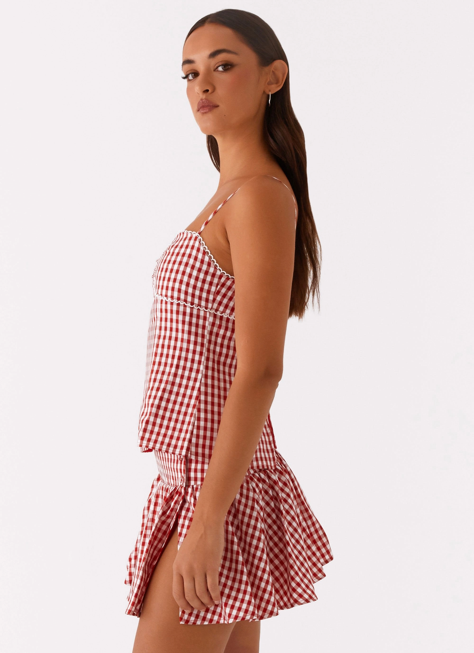 Hidden Pocket Bellamy Top - Red Gingham