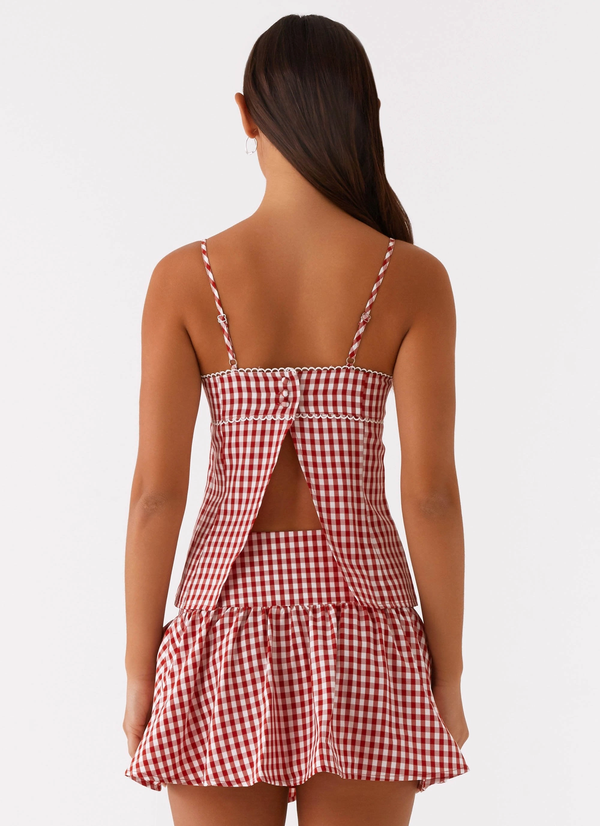 Bellamy Top - Red Gingham LowImpact Dye Process