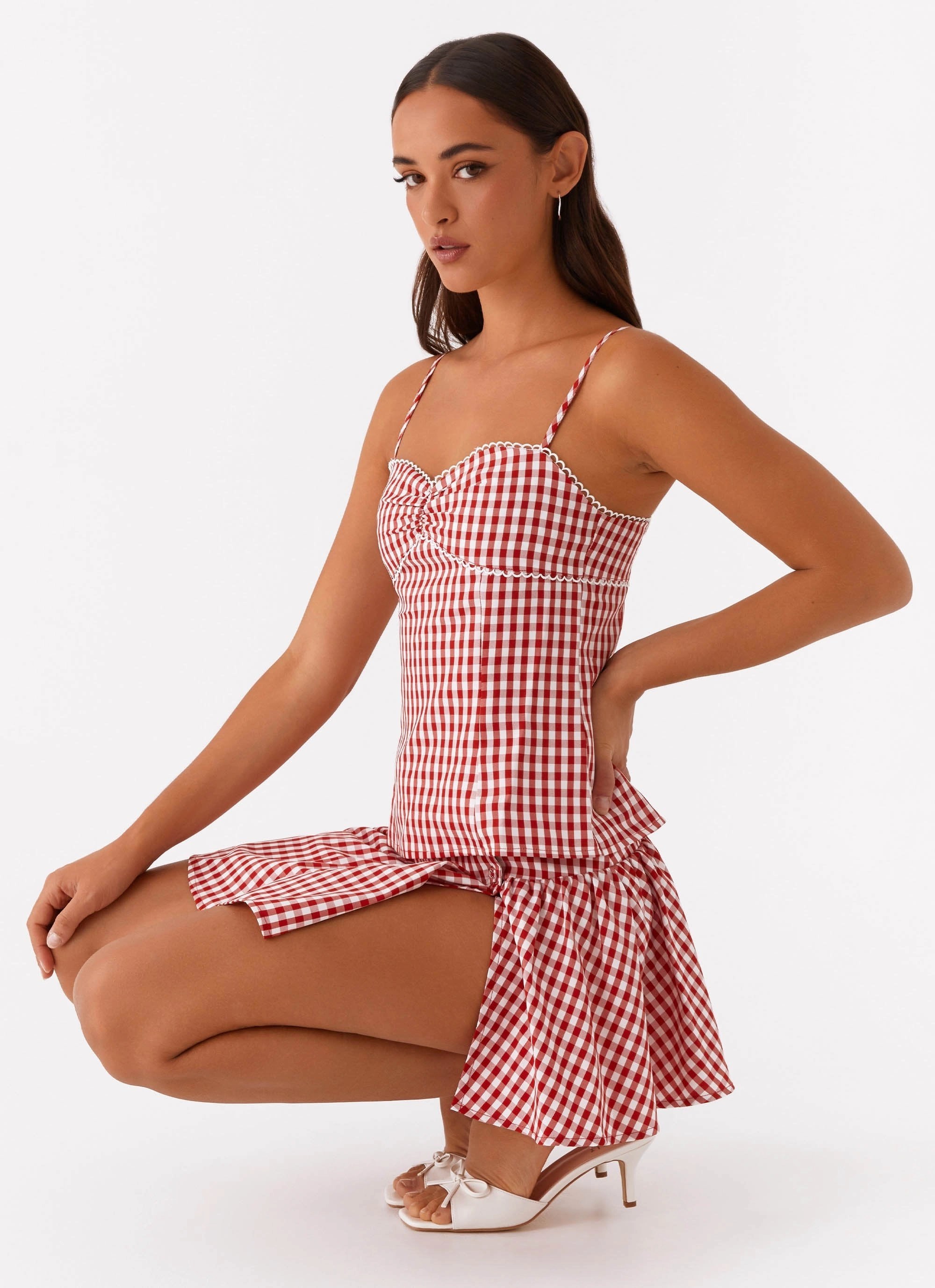 Bellamy Top - Red Gingham PolishedFinish DropShoulderConstruction