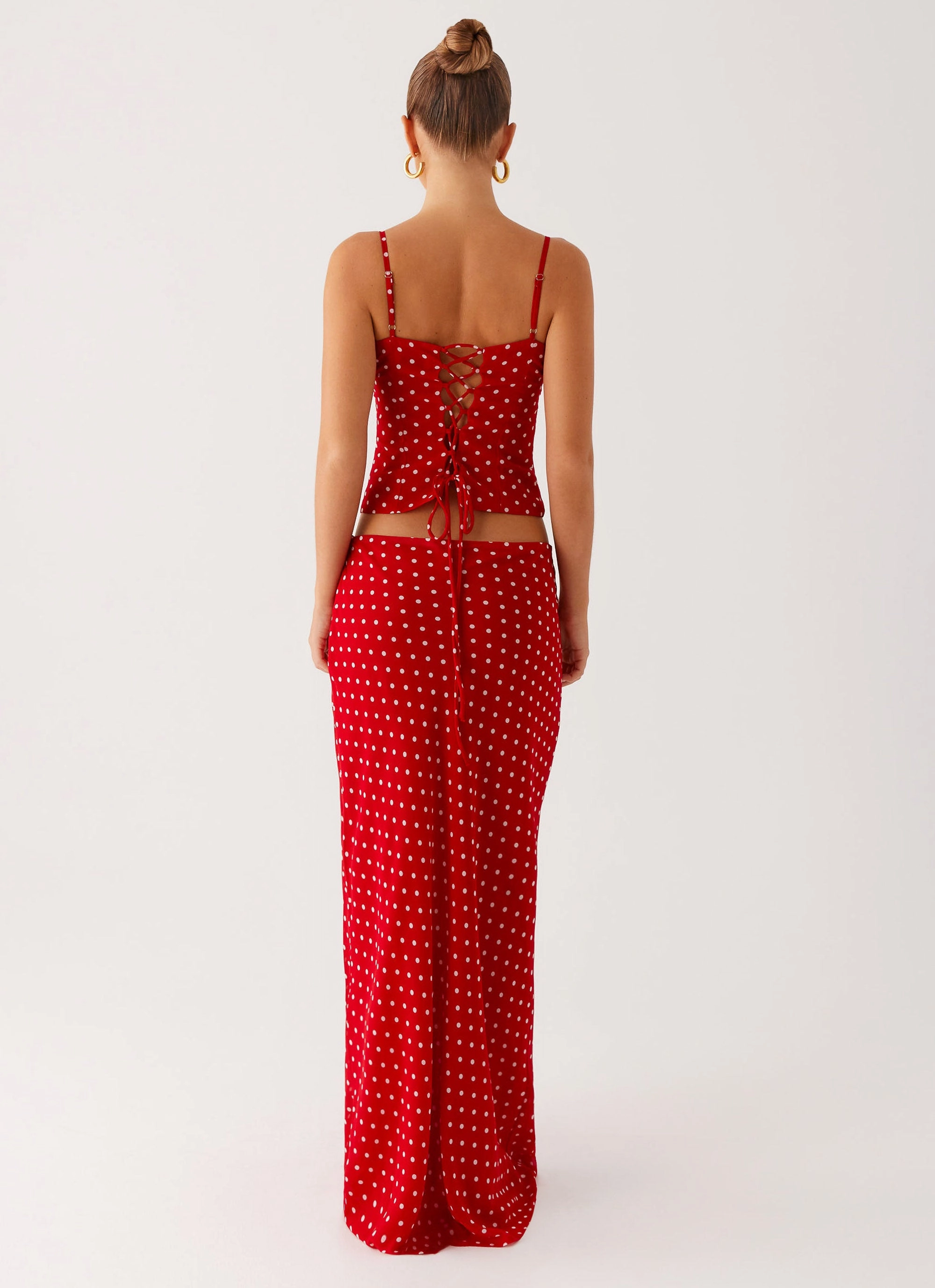Bendita Maxi Skirt - Red Polka Dot SoftCottonBlend
