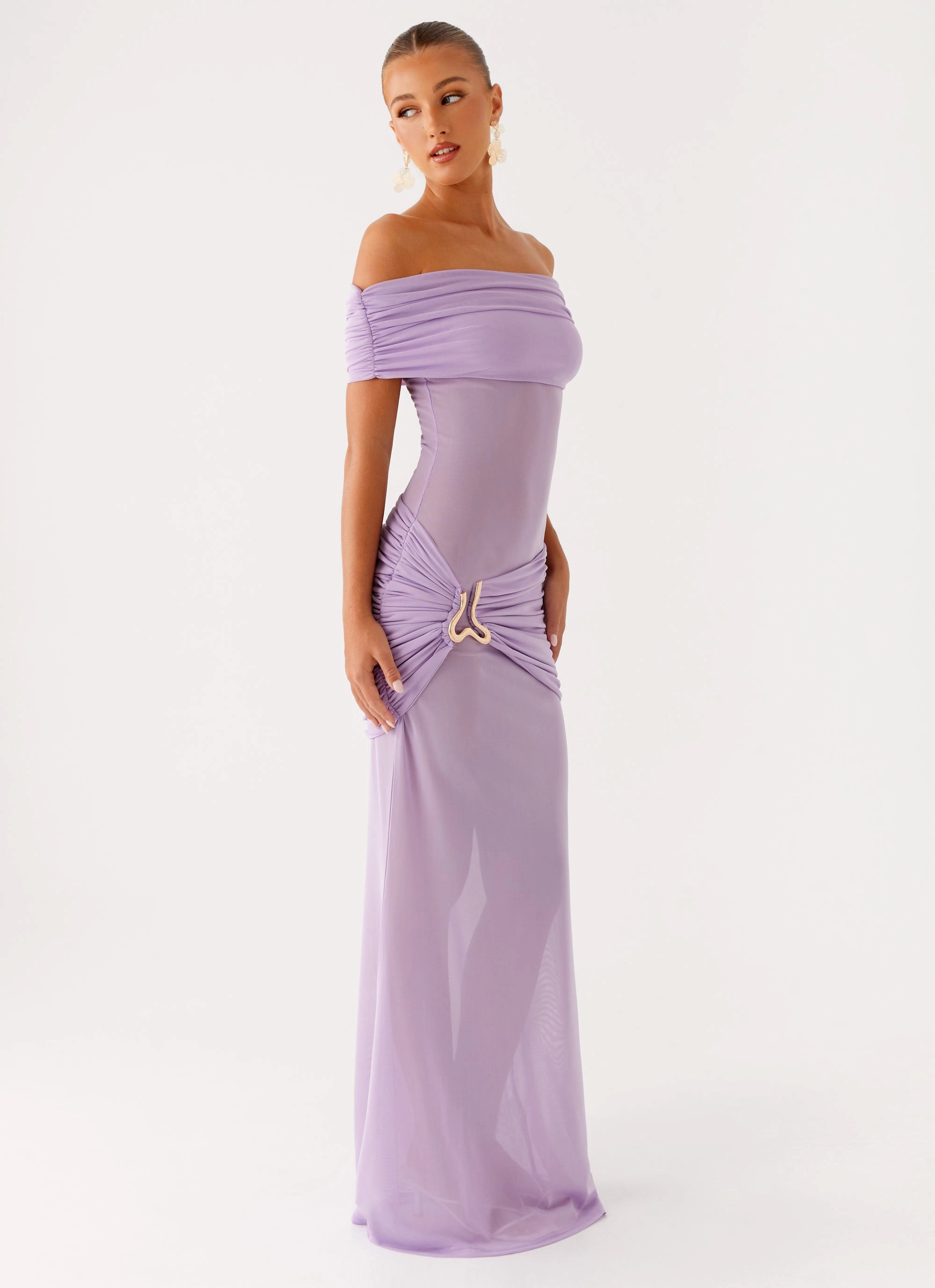 Semi Sheer Family Warm Benji Maxi Dress - Lilac