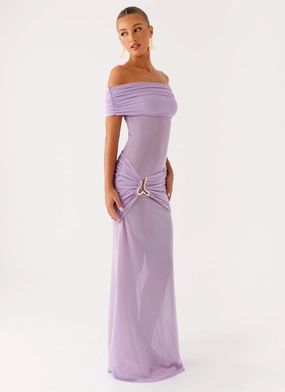 Semi Sheer Family Warm Benji Maxi Dress - Lilac