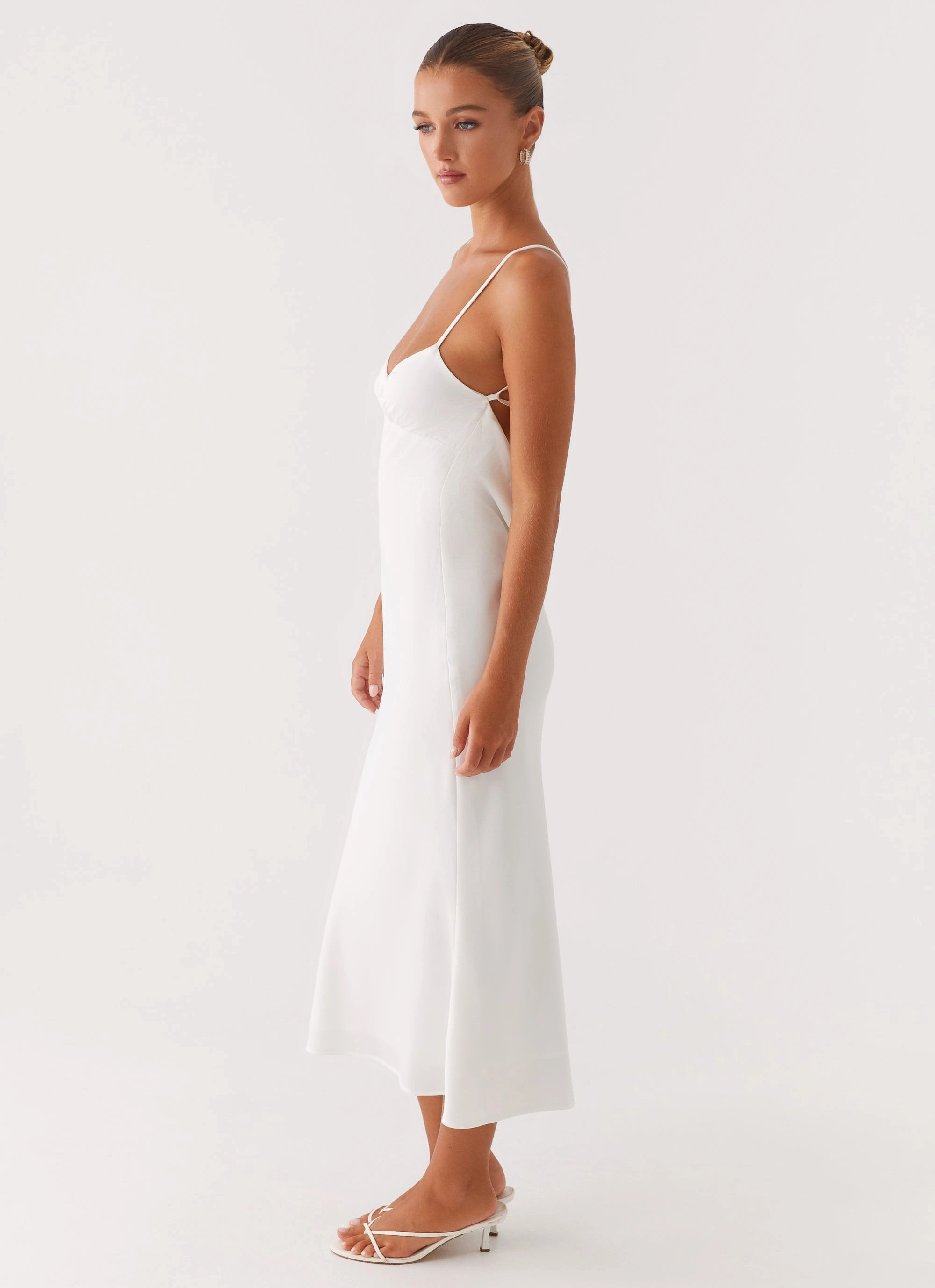 Dual Tones Bentley Midi Dress - White
