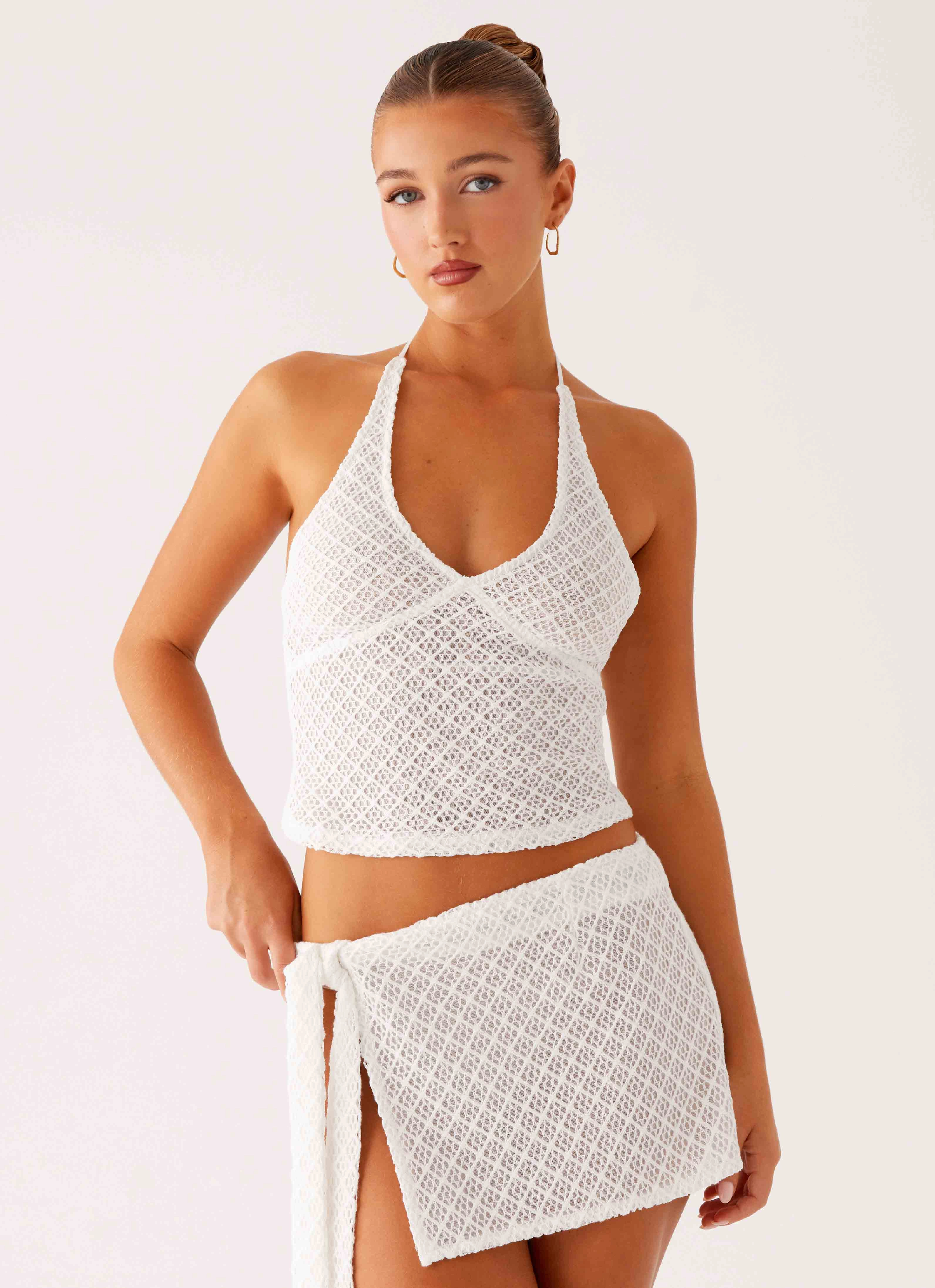 Casual Tank SoftTouchBrushedInterior Bernie Halter Top - Ivory