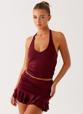Zip Pocket Hidden pockets Bernie Mini Skirt - Raspberry Wine