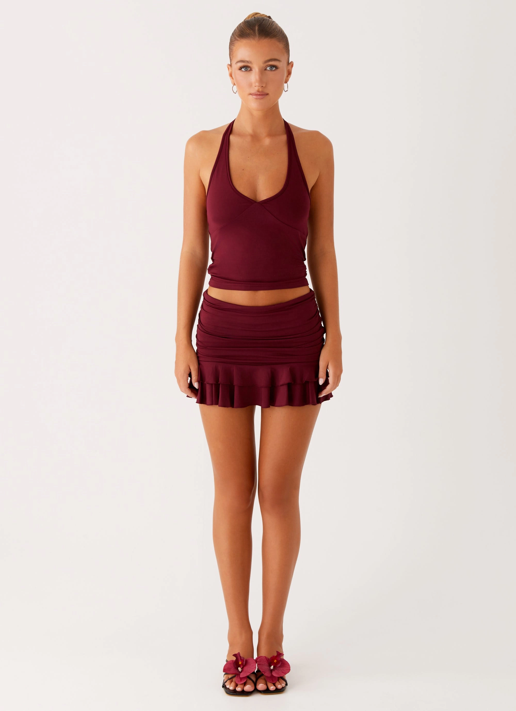 Bernie Mini Skirt - Raspberry Wine relaxed shape Quick Layer