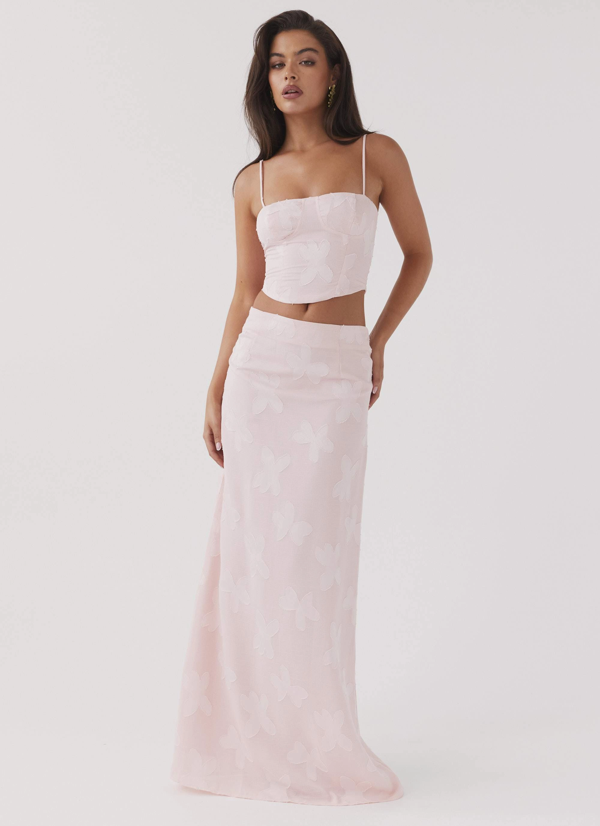 Best Love Maxi Skirt - Pink Petal Plaid Design