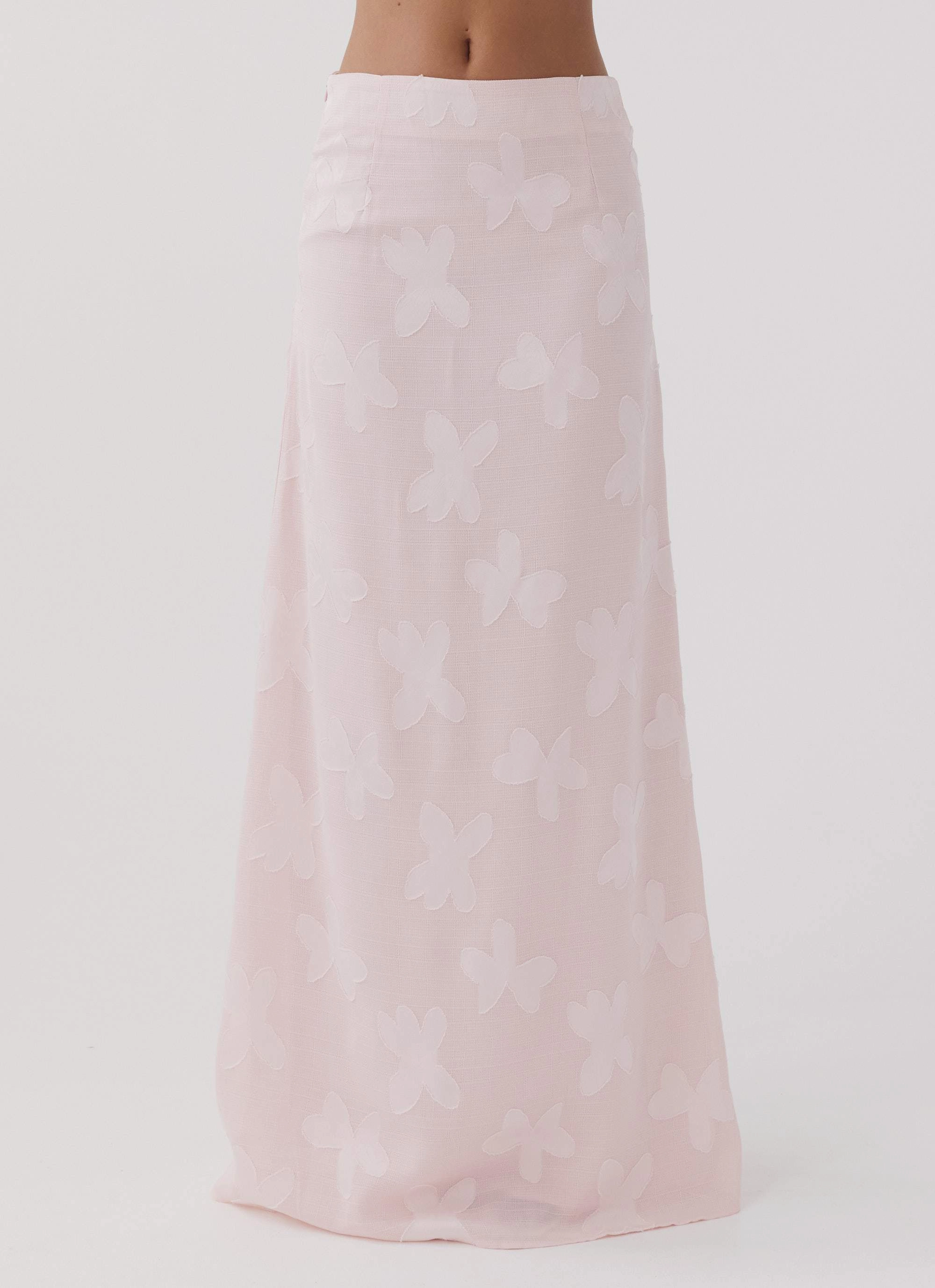 Classic Zip Up Multi Layer Option Best Love Maxi Skirt - Pink Petal