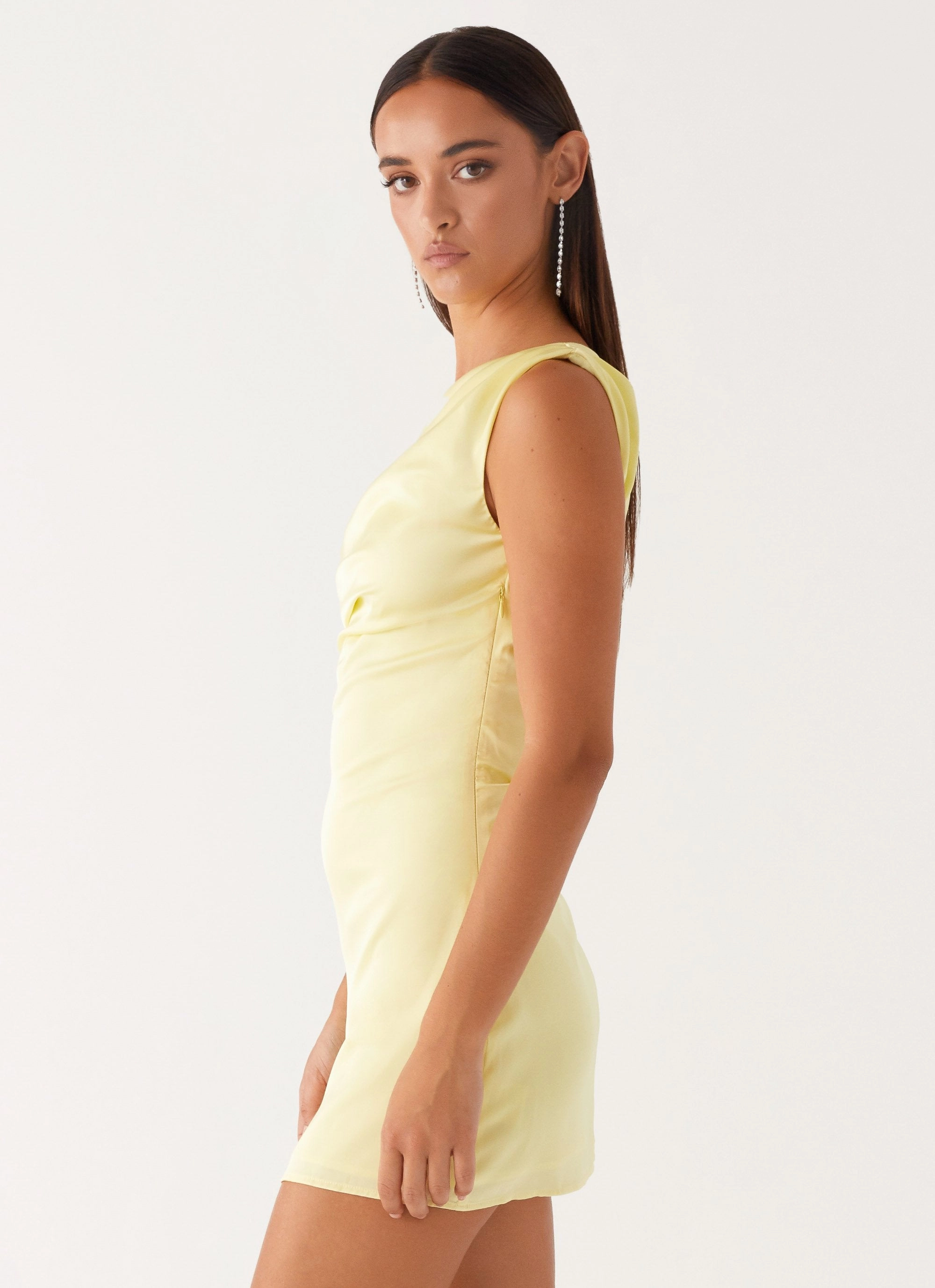 Rooftop-Event Heart Of Glass Satin Mini Dress - Yellow