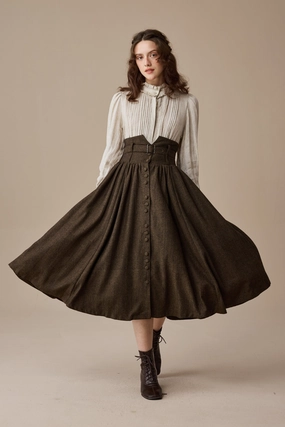 Bound Edges Bette 28 | Retro Belted Wool Skirt