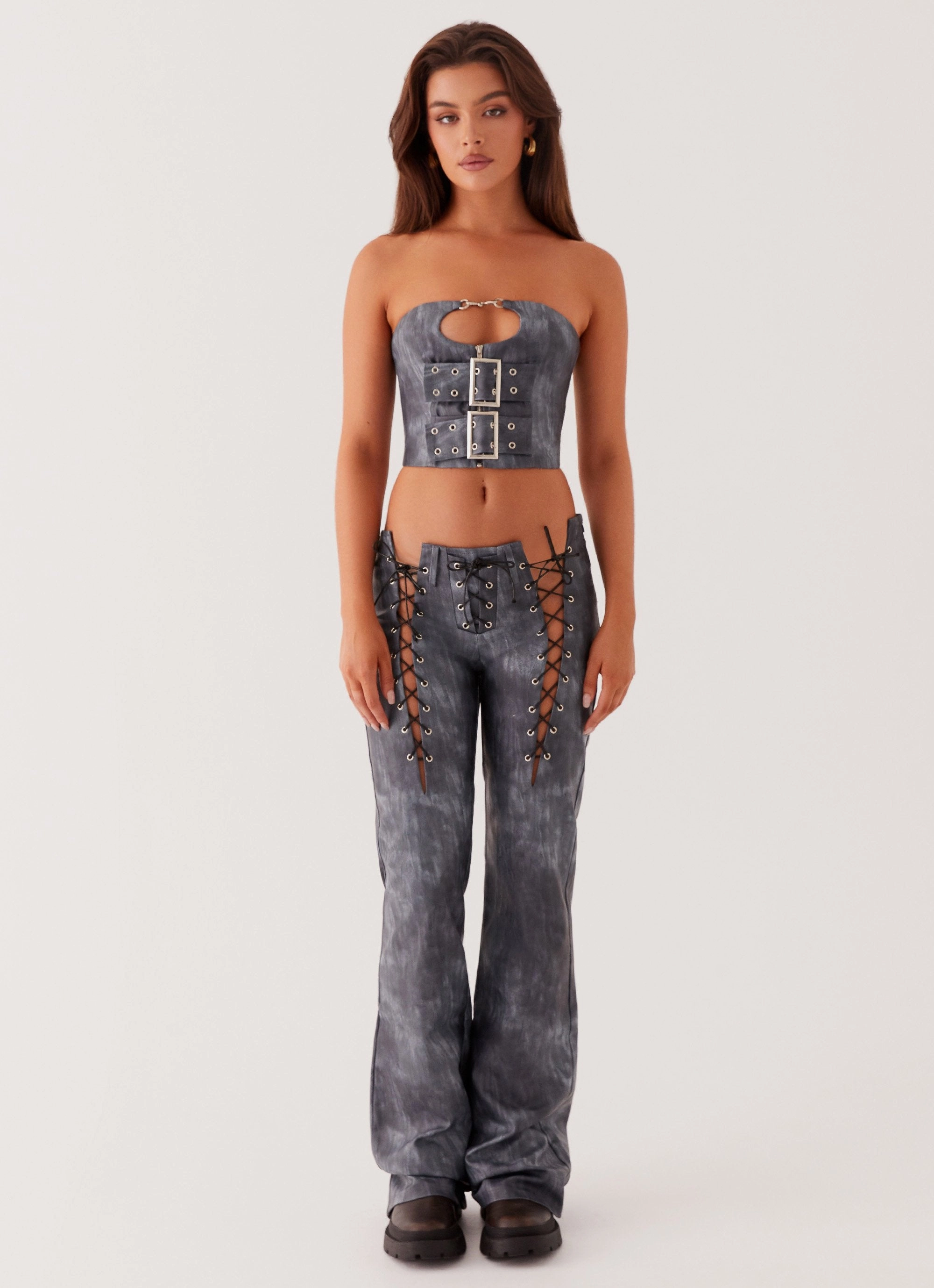 Better When I'm Dancing Belt Top - Graphite Contrast Stitching StretchComfortDesign